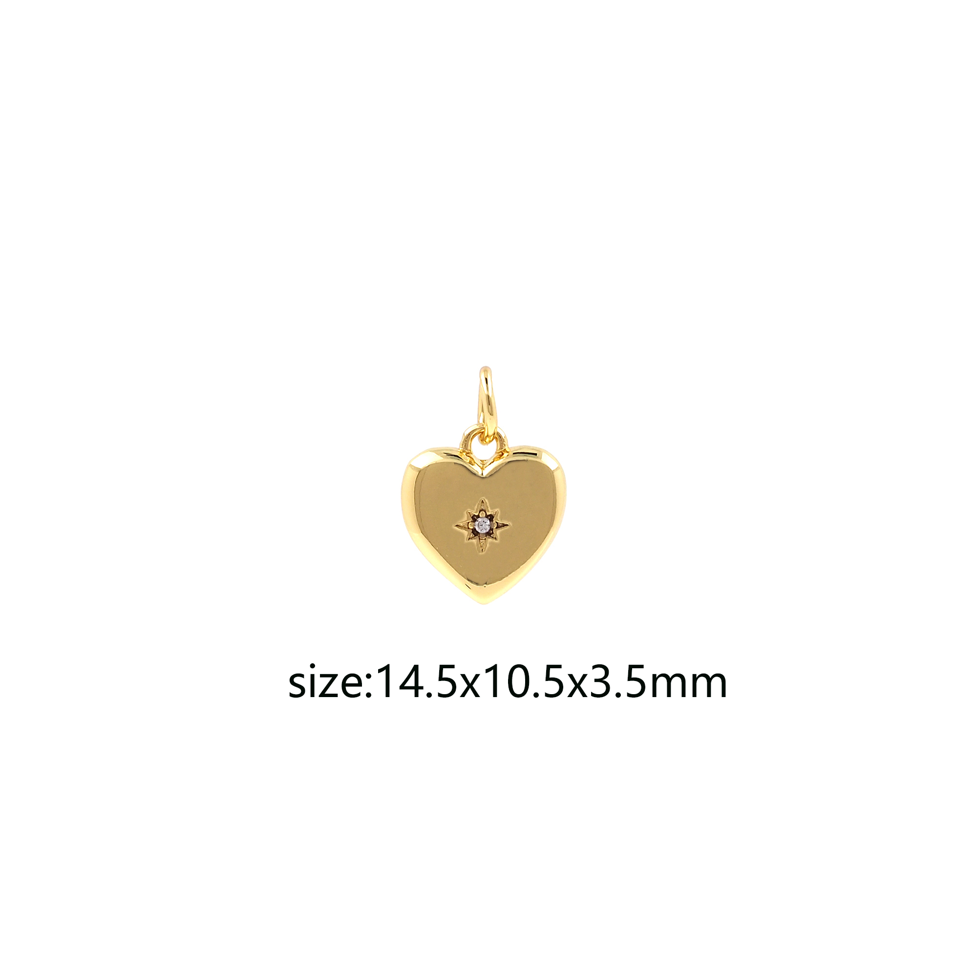 18K Gold Filled Heart Pendant,CZ Micro Pave Heart Charm Earrings Necklace for DIY Jewelry Making Supply
