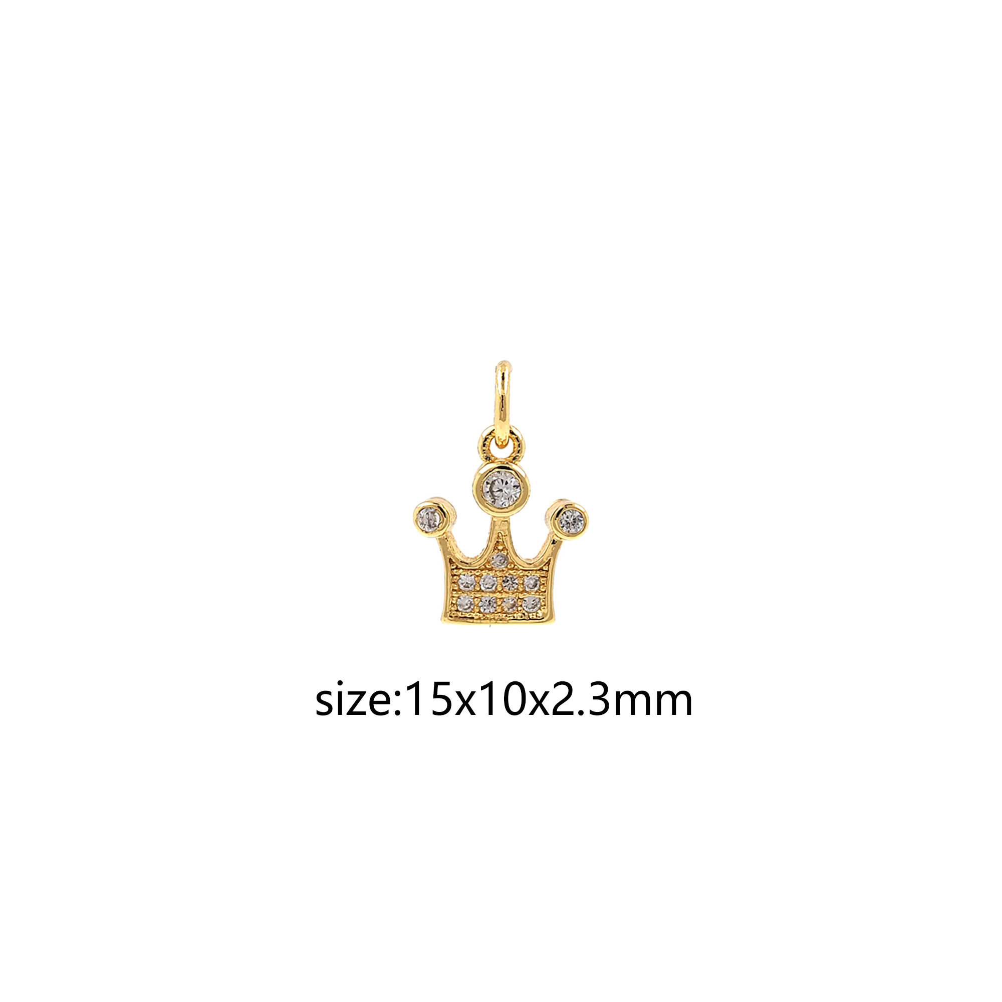 CZ Micro Pave Crown Pendant,18K Gold Filled Crown Charm Earrings Necklace for DIY Jewelry Making Supply