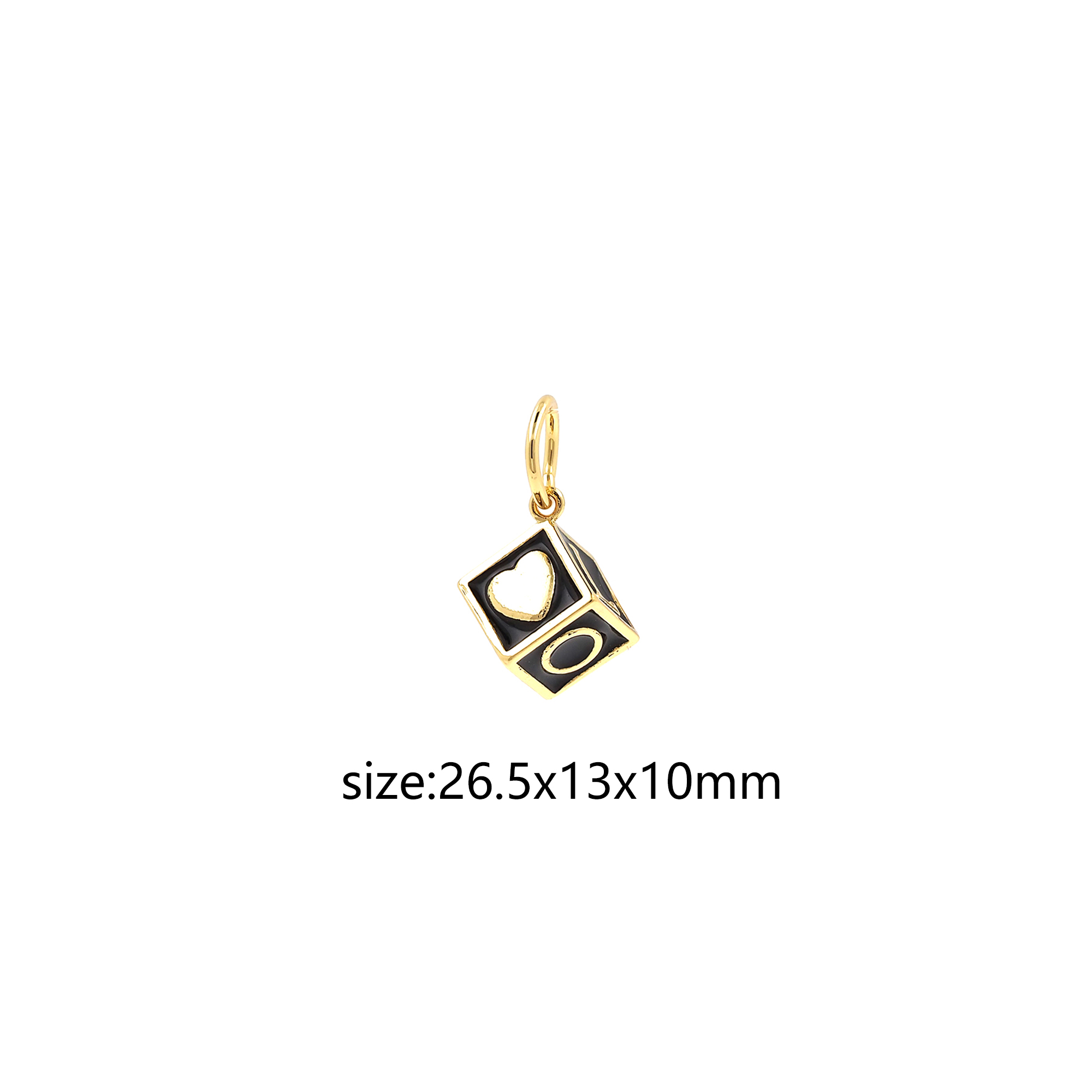 18K Gold Filled Love Pendant,Enamel Cube Love Charm Earrings Necklace for DIY Jewelry Making Supply