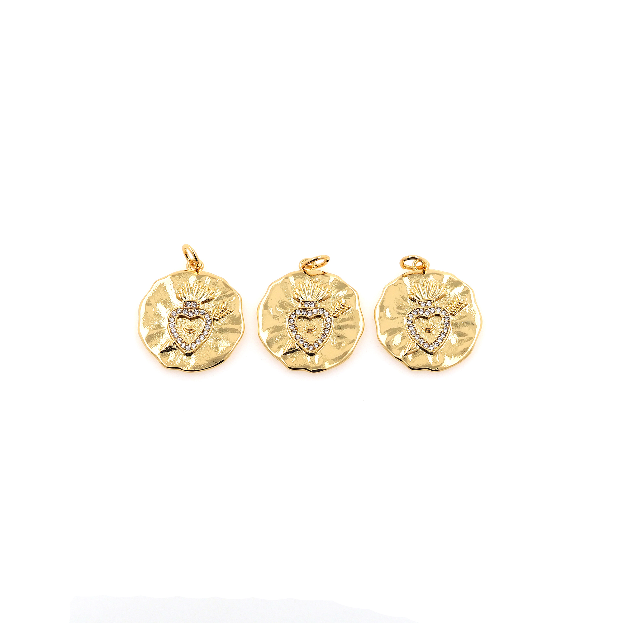 18K Gold Filled Sacred Heart Pendant,CZ Micro Pave Sacred Heart Charm Earrings Necklace for DIY Jewelry Making Supply