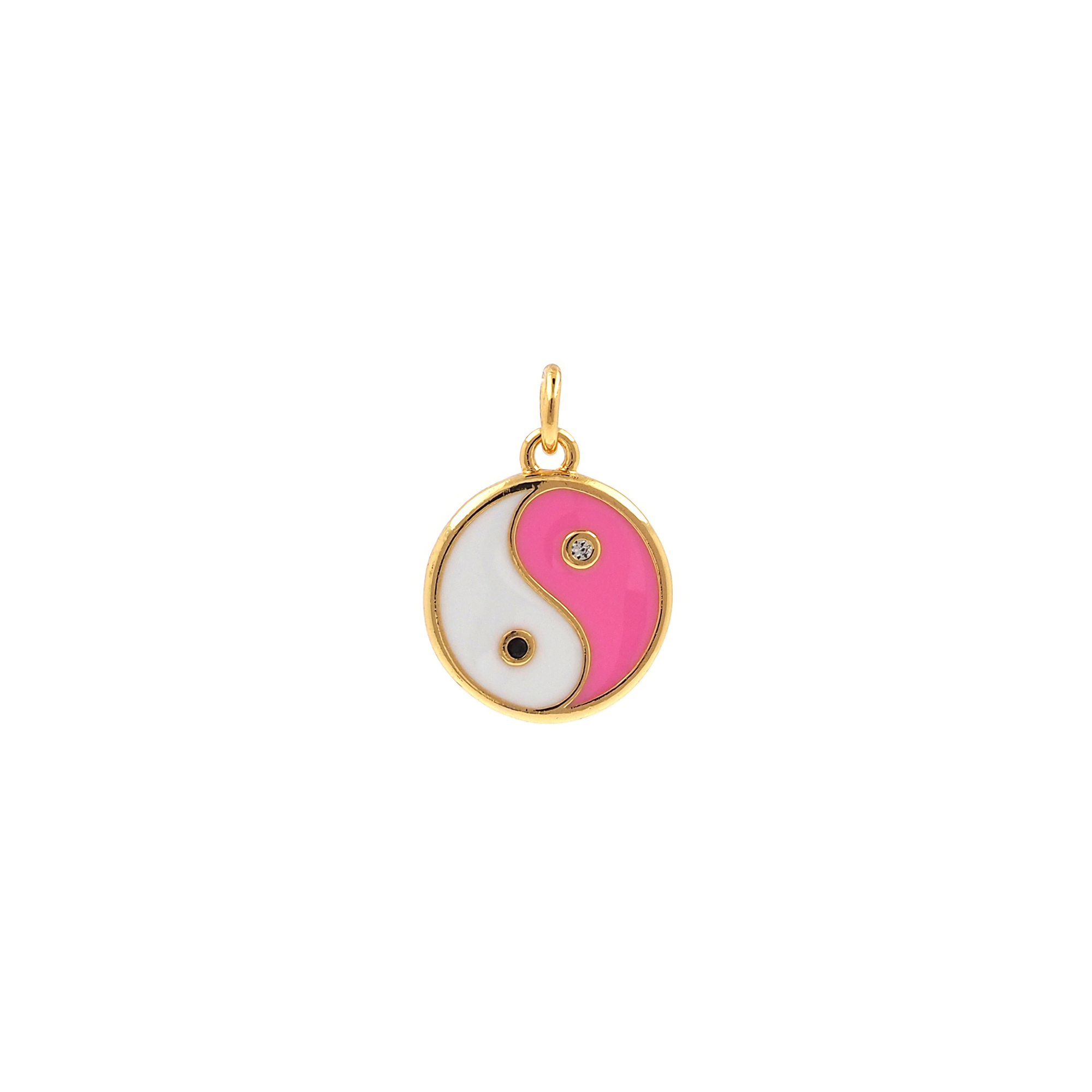 18K Gold Filled Bagua Pendant,Amulet Charm,Enamel Yin Yang Earrings Necklace for DIY Jewelry Making Supply