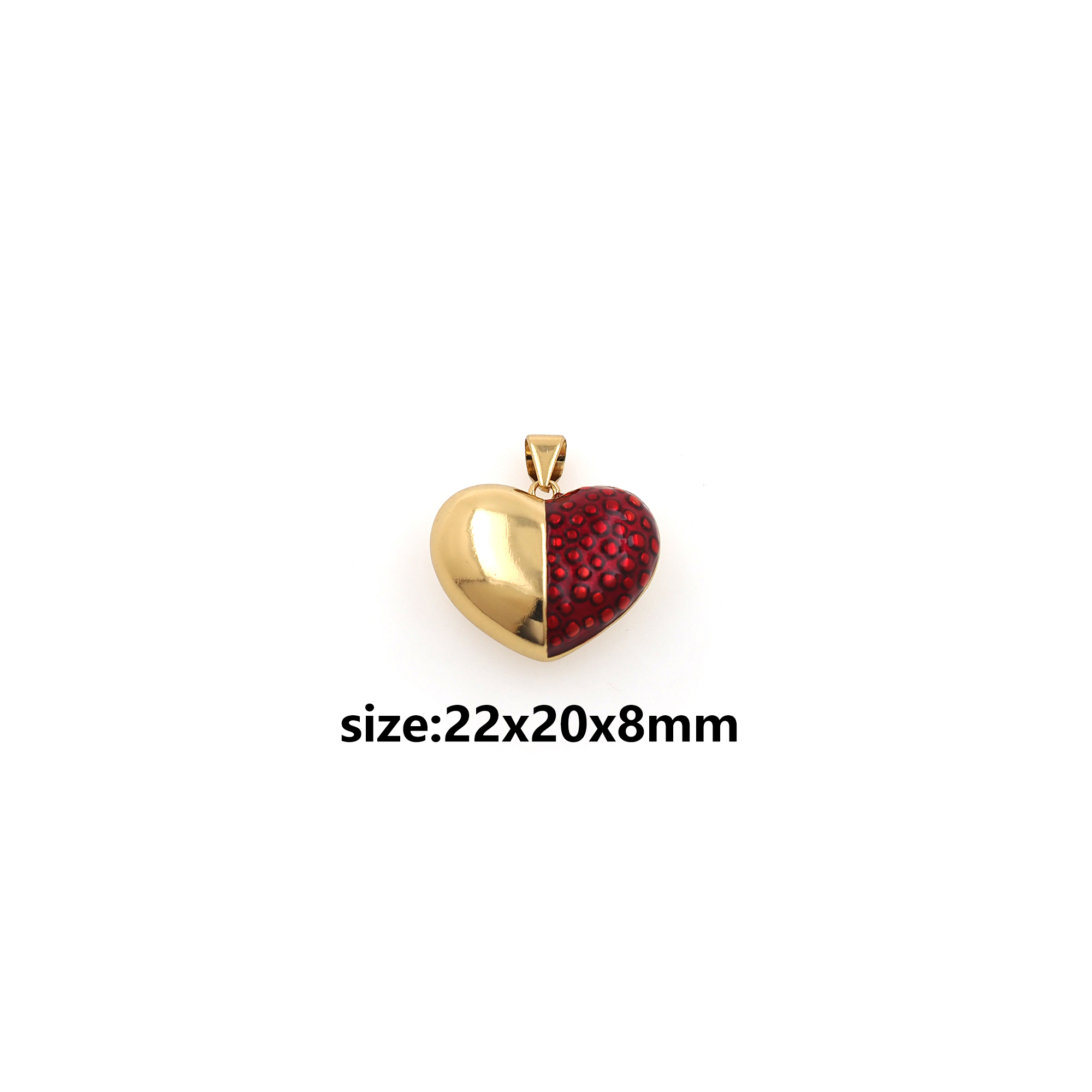 18K Gold Filled Heart Pendant,Love Charm,Enamel Heart Earrings Necklace for DIY Jewelry Making Supply