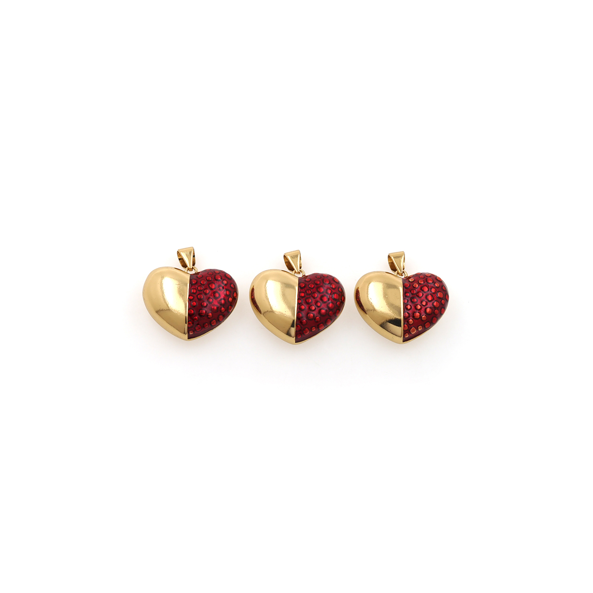 18K Gold Filled Heart Pendant,Love Charm,Enamel Heart Earrings Necklace for DIY Jewelry Making Supply