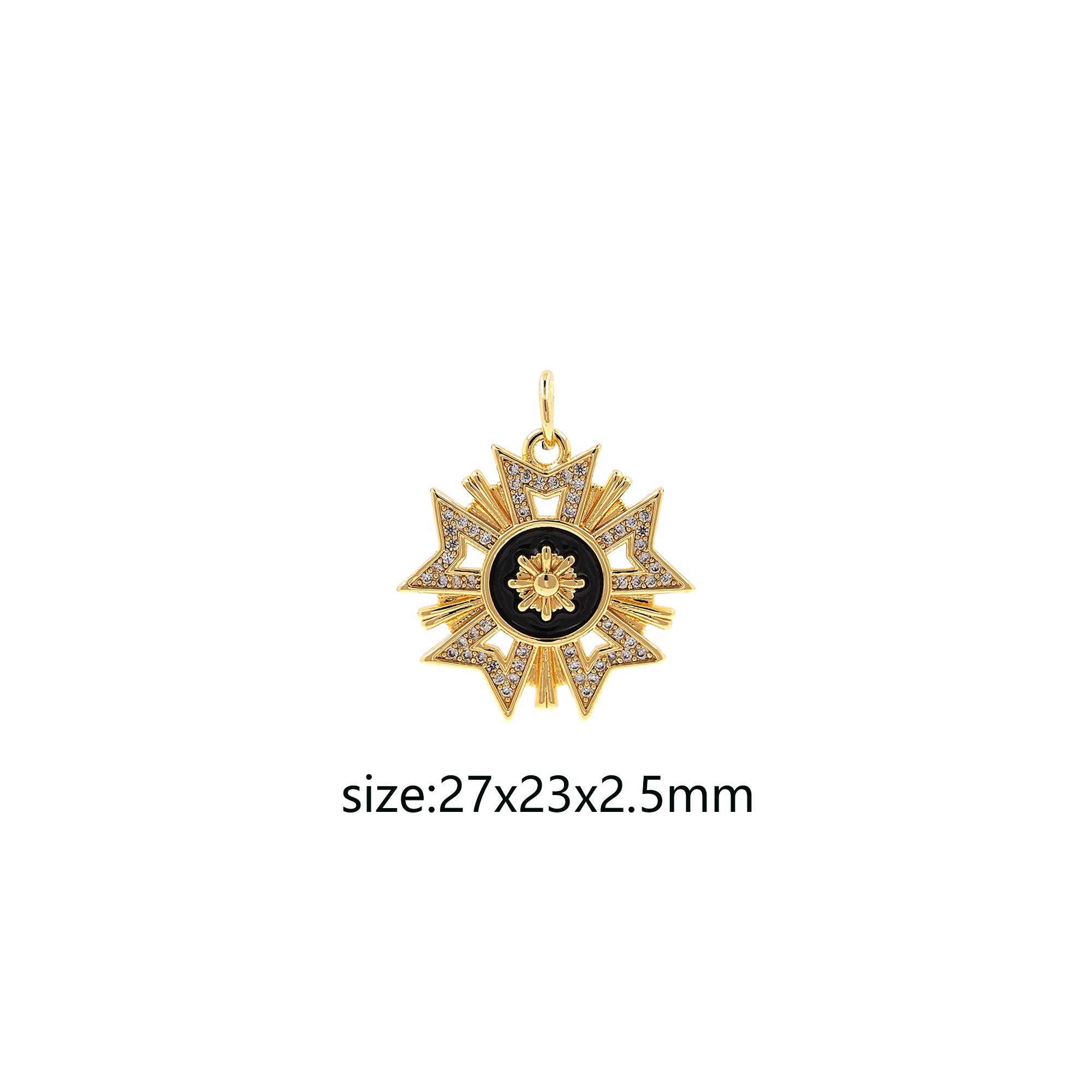 18K Gold Filled Star Pendant,CZ Micro Pave Starburst Charm Earrings Necklace for DIY Jewelry Making Supply
