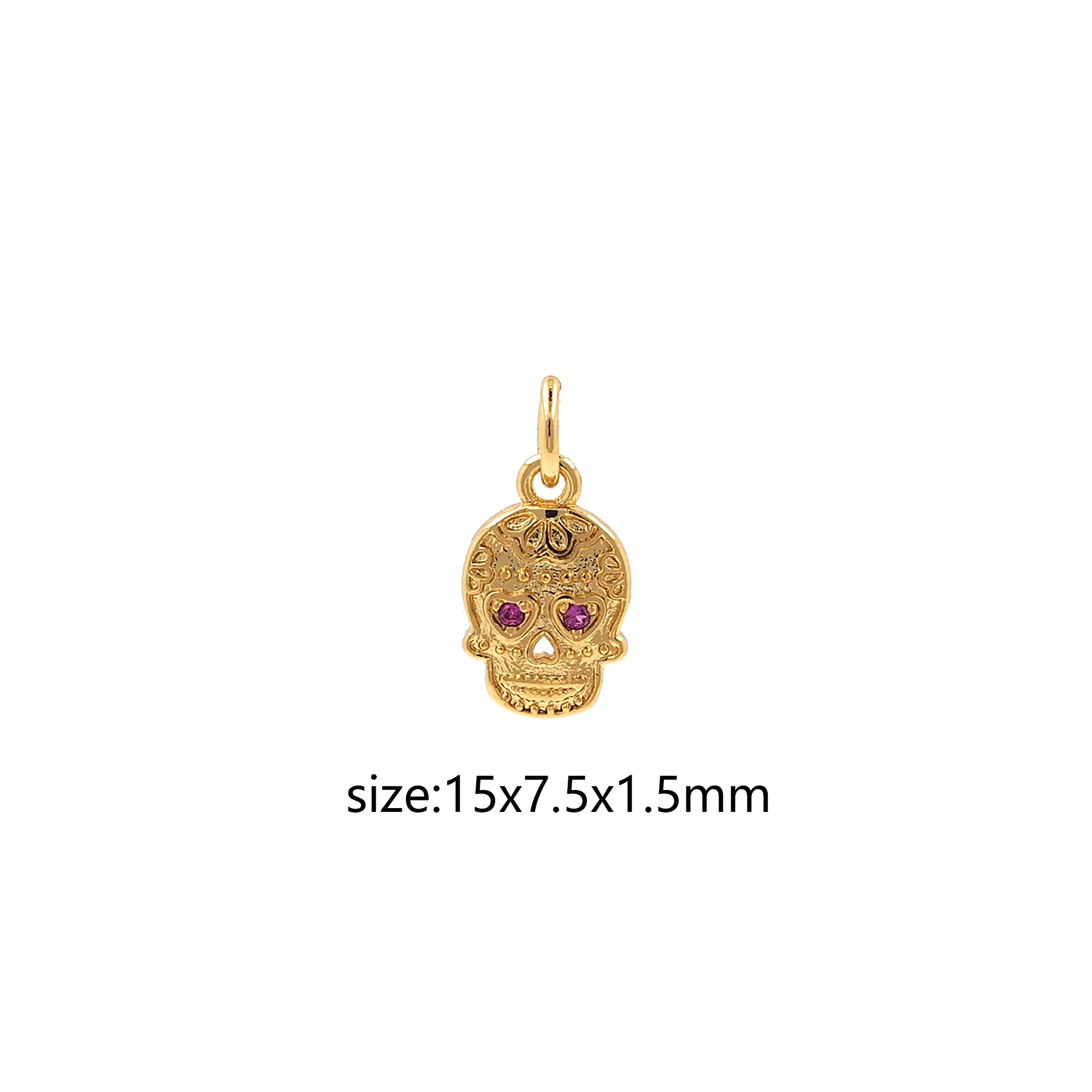 18K Gold Filled Skull Pendant,CZ Micro Pave Skull Charm Earrings Necklace for DIY Jewelry Making Supply