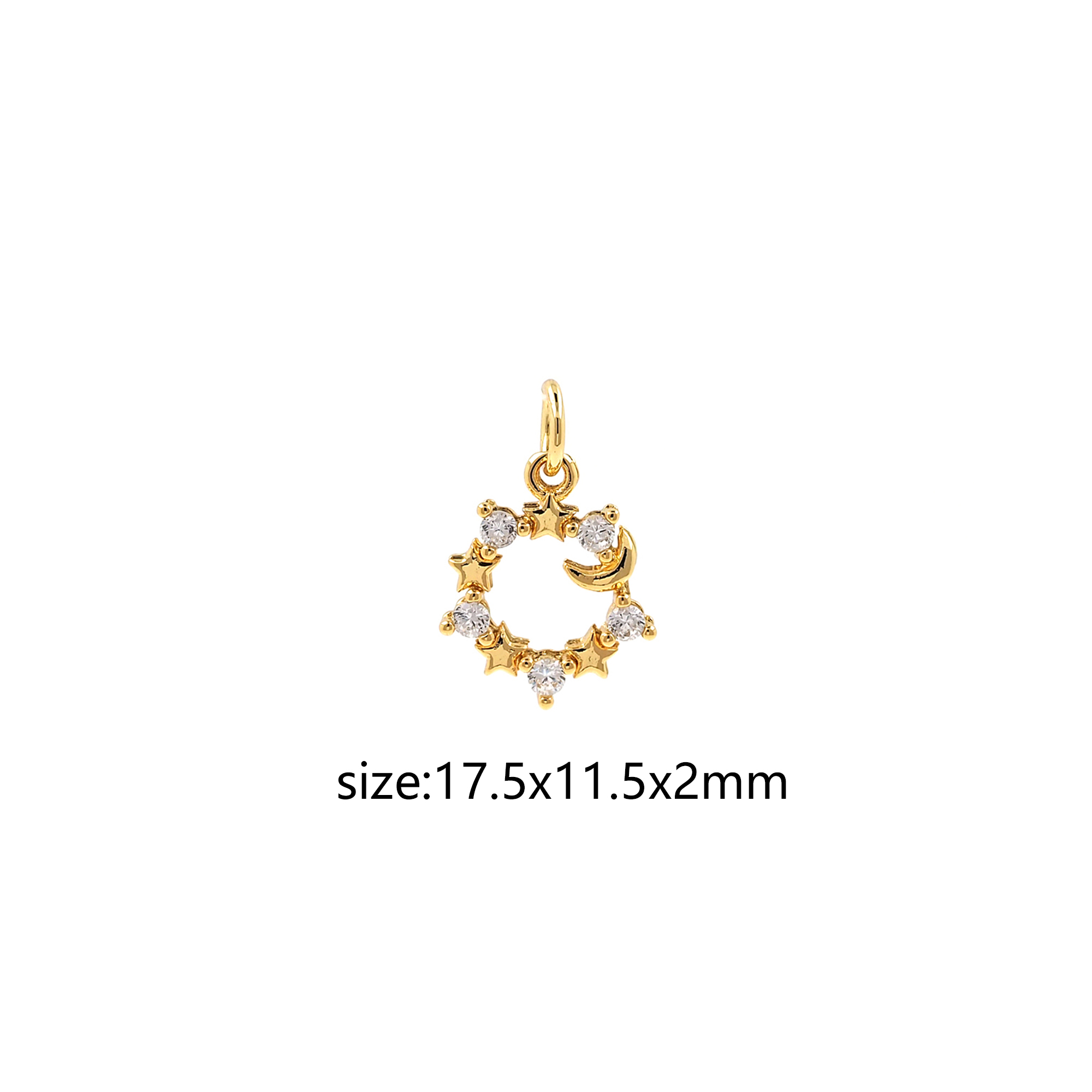 18K Gold Filled Star Pendant,CZ Micro Pave Celestial Charm Earrings Necklace for DIY Jewelry Making Supply