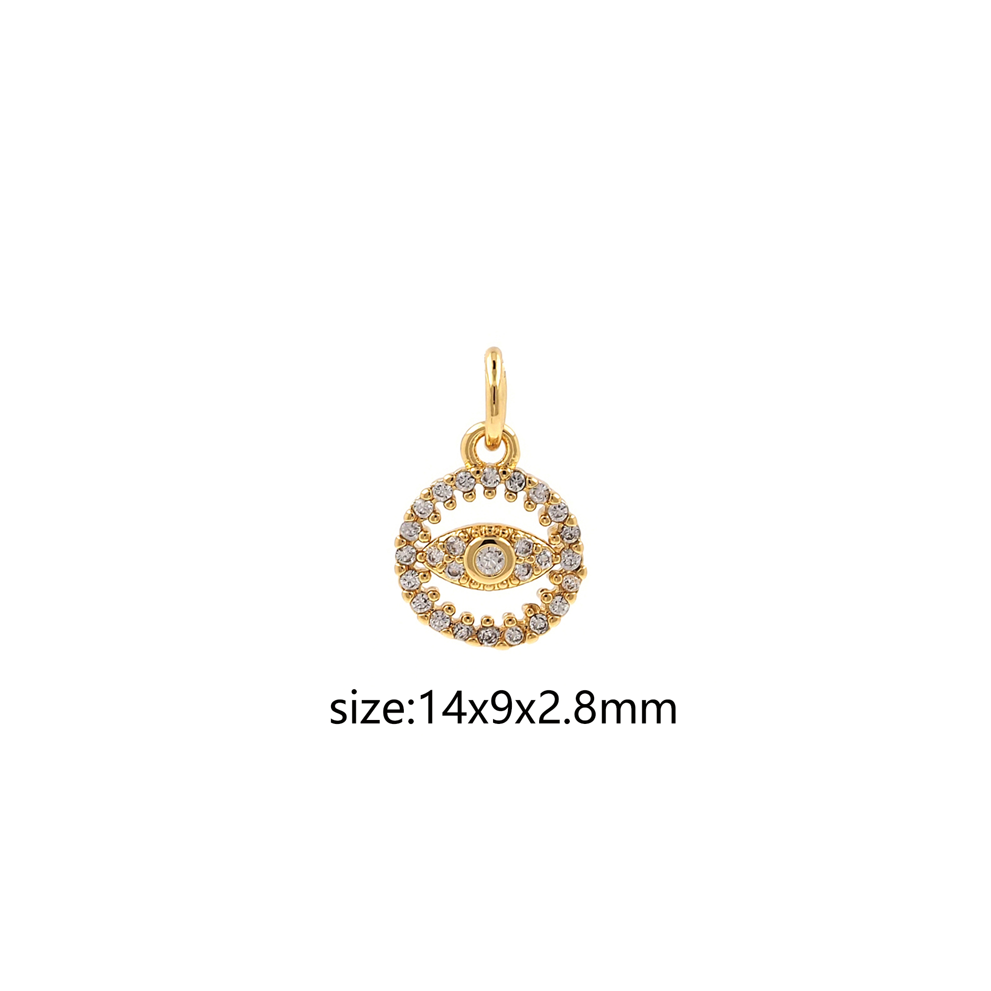 18K Gold Filled Evil Eye Pendant,CZ Micro Pave Amulet Charm Earrings Necklace for DIY Jewelry Making Supply