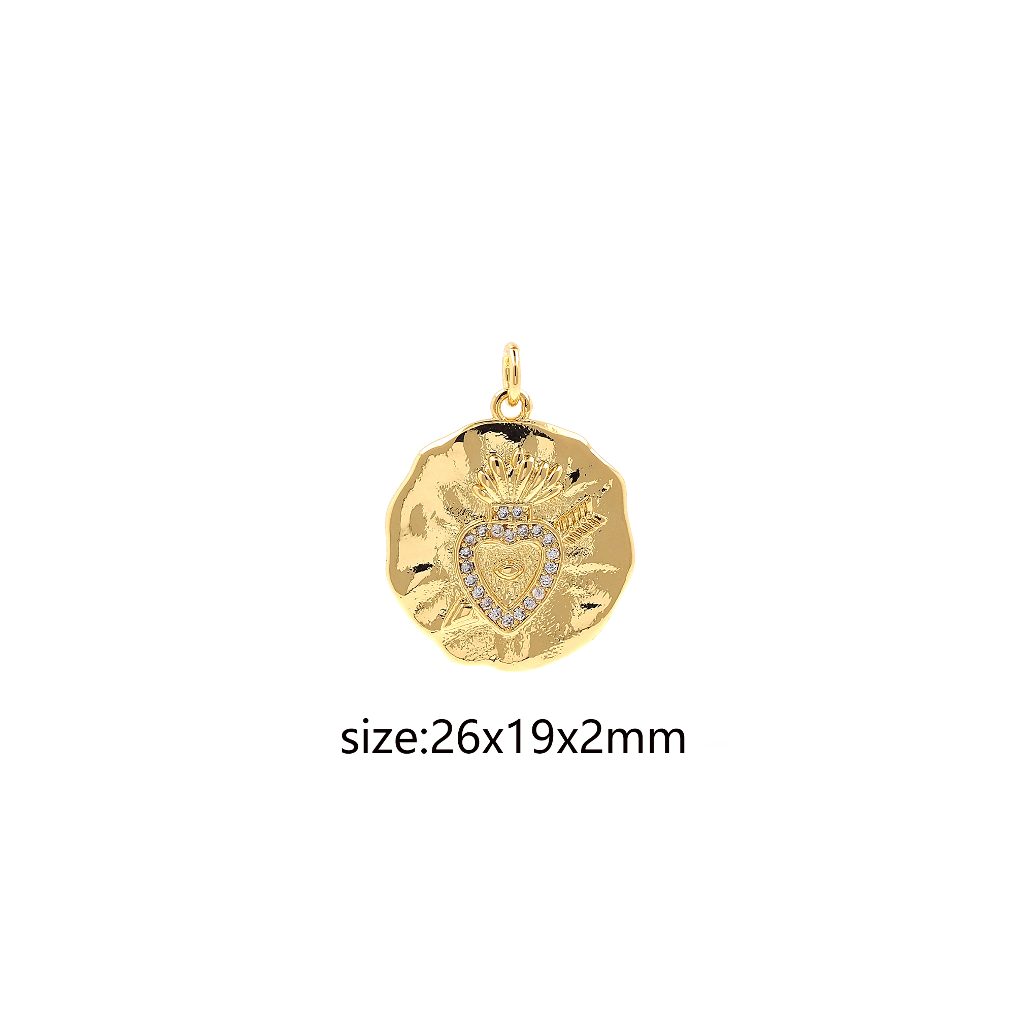 18K Gold Filled Sacred Heart Pendant,CZ Micro Pave Sacred Heart Charm Earrings Necklace for DIY Jewelry Making Supply