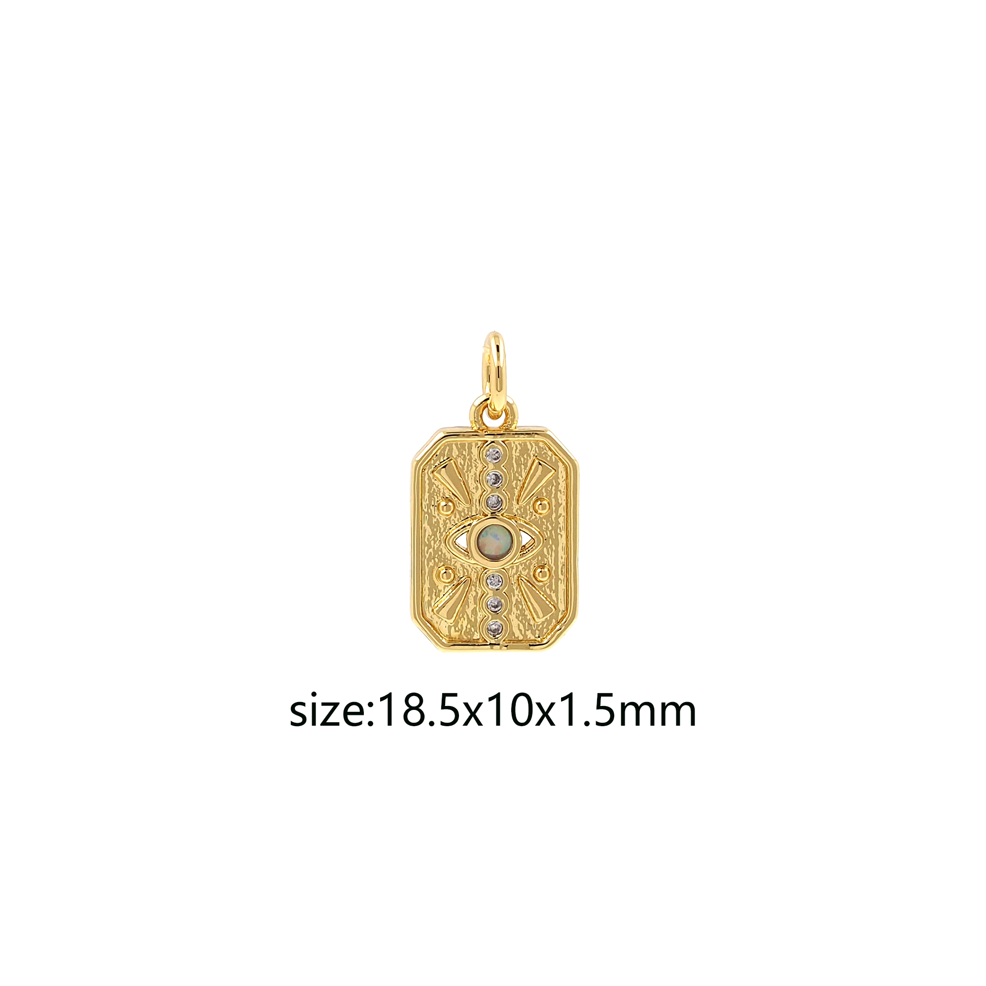 18K Gold Filled Rectangle Evil Eye Pendant,CZ Micro Pave Evil Eye Charm Earrings Necklace for DIY Jewelry Making Supply