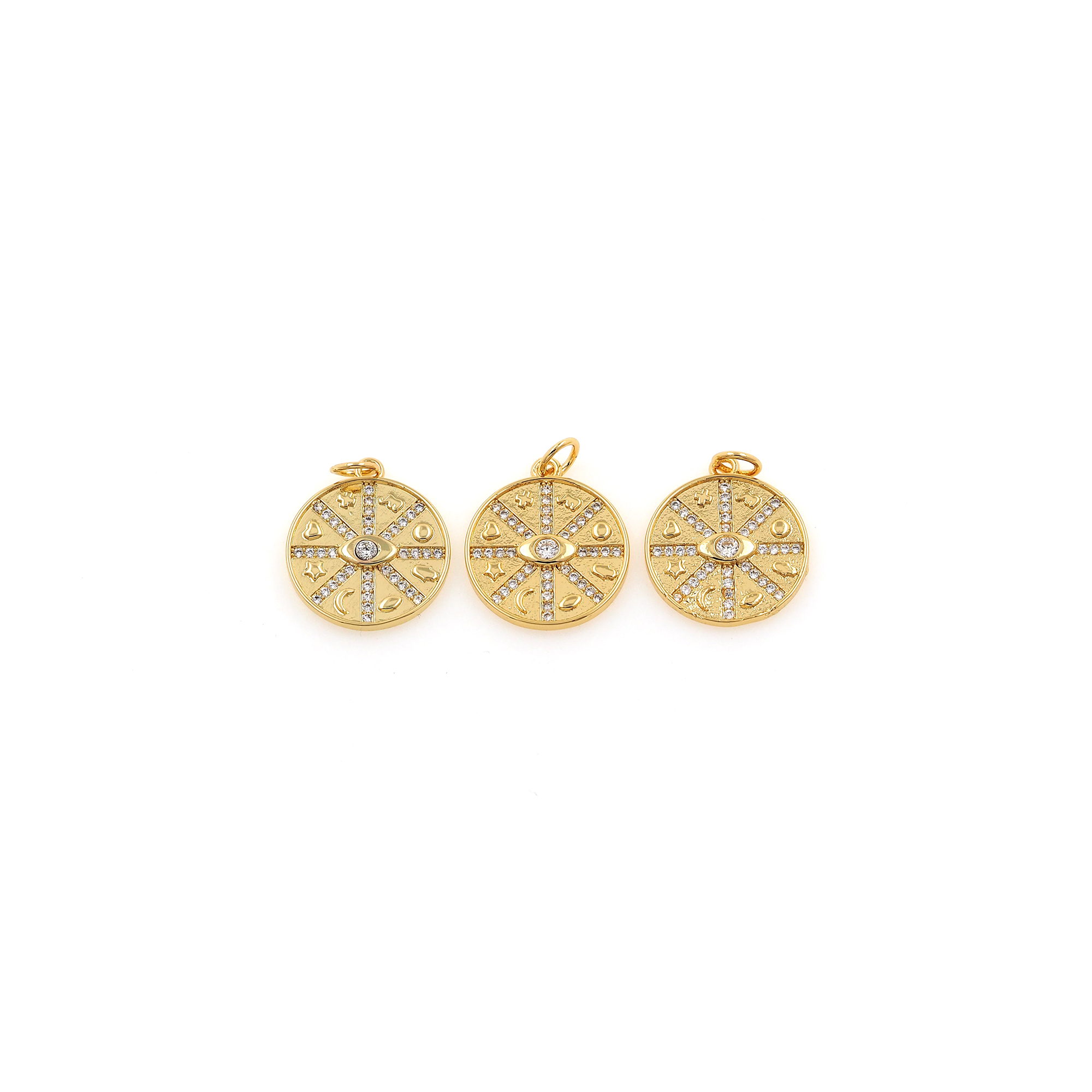 18K Gold Filled Luck Evil Eye Pendant,CZ Micro Pave Evil Eye Charm Earrings Necklace for DIY Jewelry Making Supply