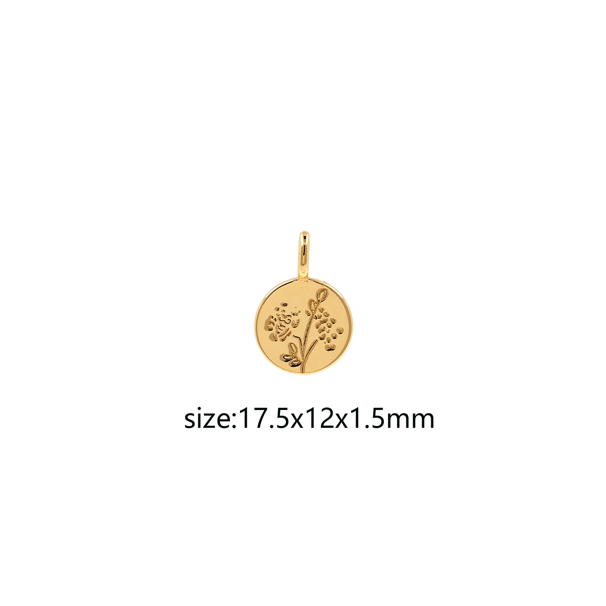 18K Gold Filled Flower Pendant,Floral Coin Charm Earrings Necklace for DIY Jewelry Making Supply