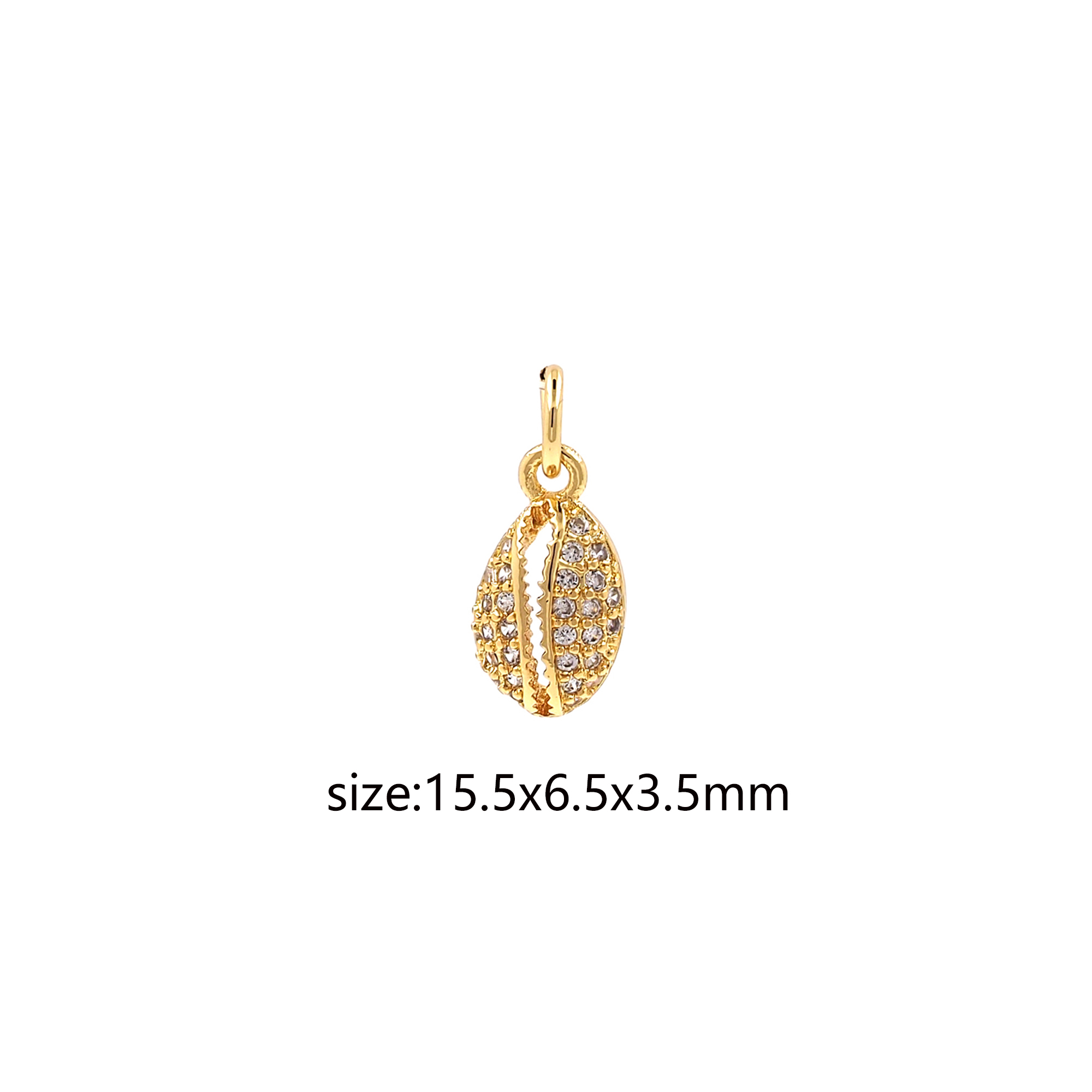 CZ Micro Pave Shell Pendant,18K Gold Filled Shell Charm Earrings Necklace for DIY Jewelry Making Supply