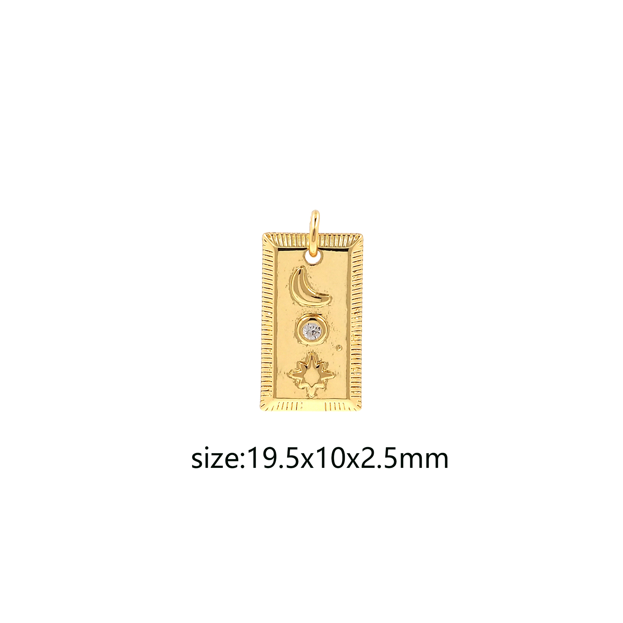 18K Gold Filled Moon Pendant,CZ Micro Pave Celestial Charm Earrings Necklace for DIY Jewelry Making Supply