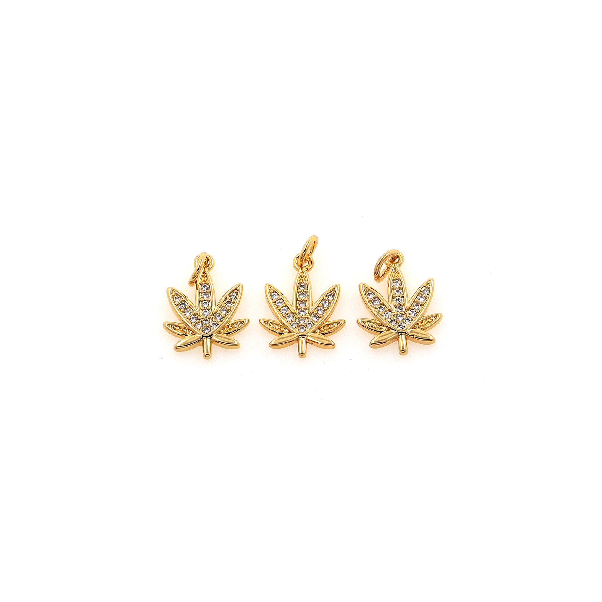 18K Gold Filled Maple Leaf Pendant,Leaf Charm,CZ Micro Pave Maple Leaf Earrings Necklace for DIY Jewelry Making Supply