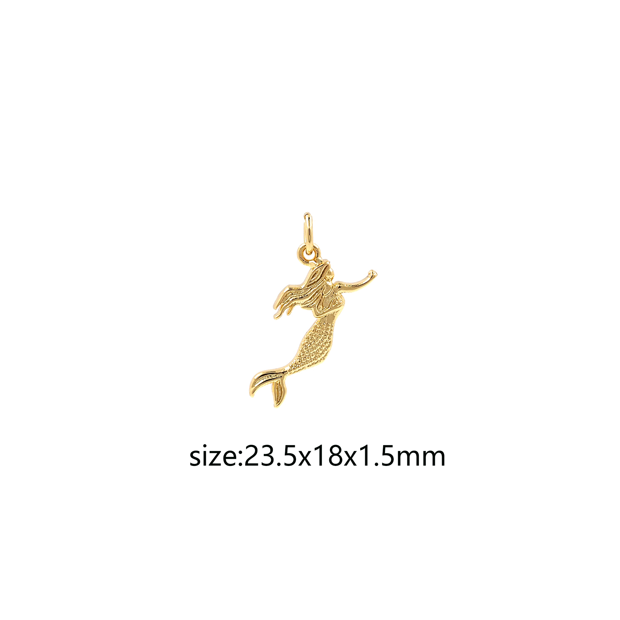 18K Gold Filled Mermaid Pendant,Dainty Mermaid Charm Earrings Necklace for DIY Jewelry Making Supply
