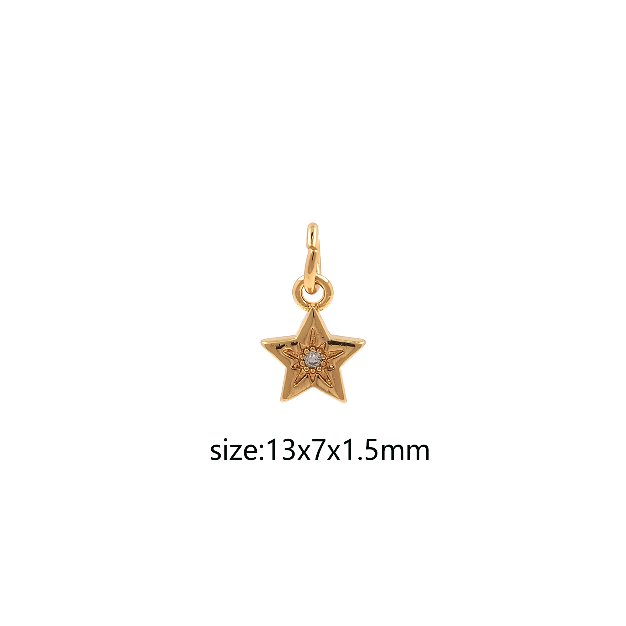 18K Gold Filled Star Pendant,Celestial Charm,CZ Micro Pave Star Earrings Necklace for DIY Jewelry Making Supply