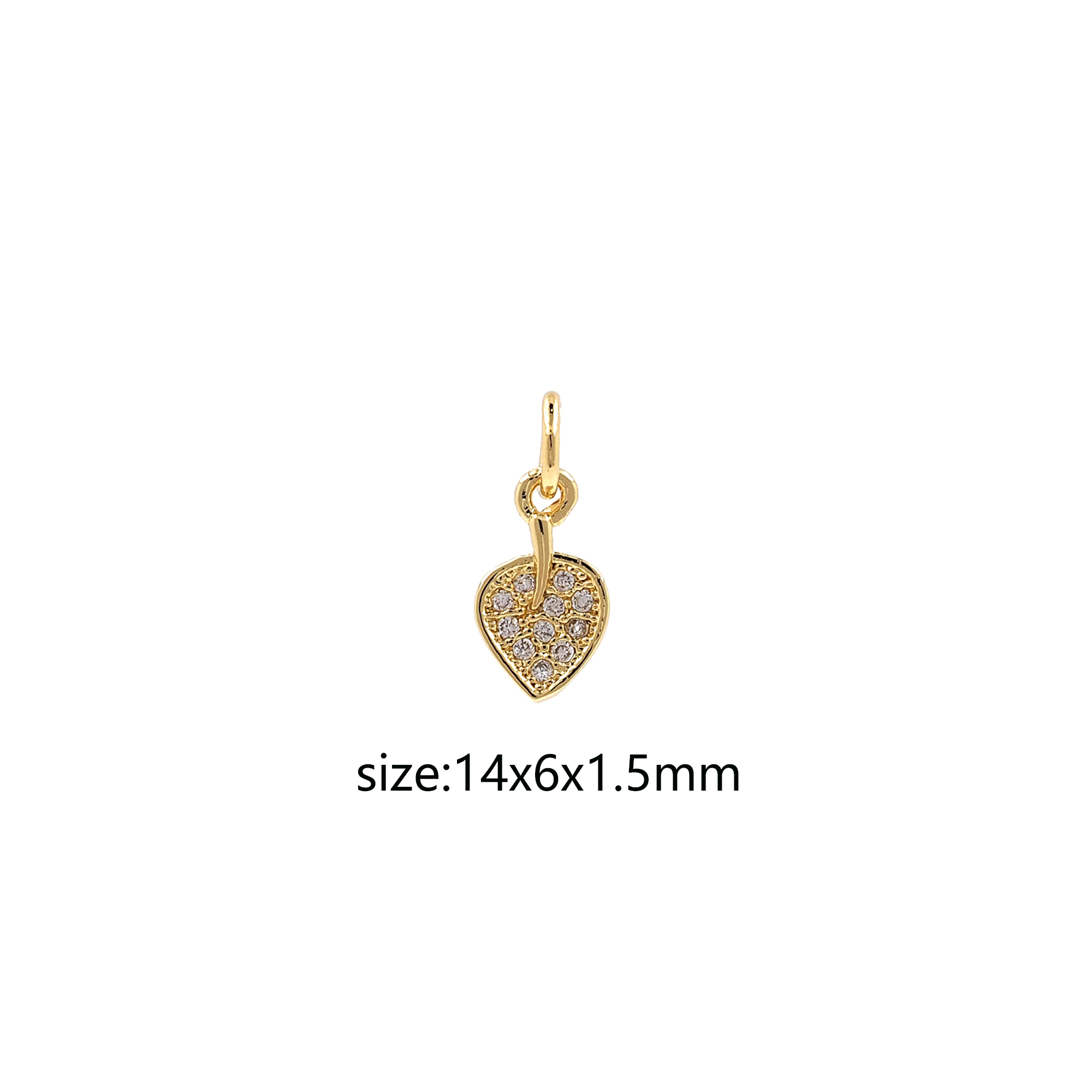 18K Gold Filled Leaf Pendant,CZ Micro Pave Leaf Charm Earrings Necklace for DIY Jewelry Making Supply