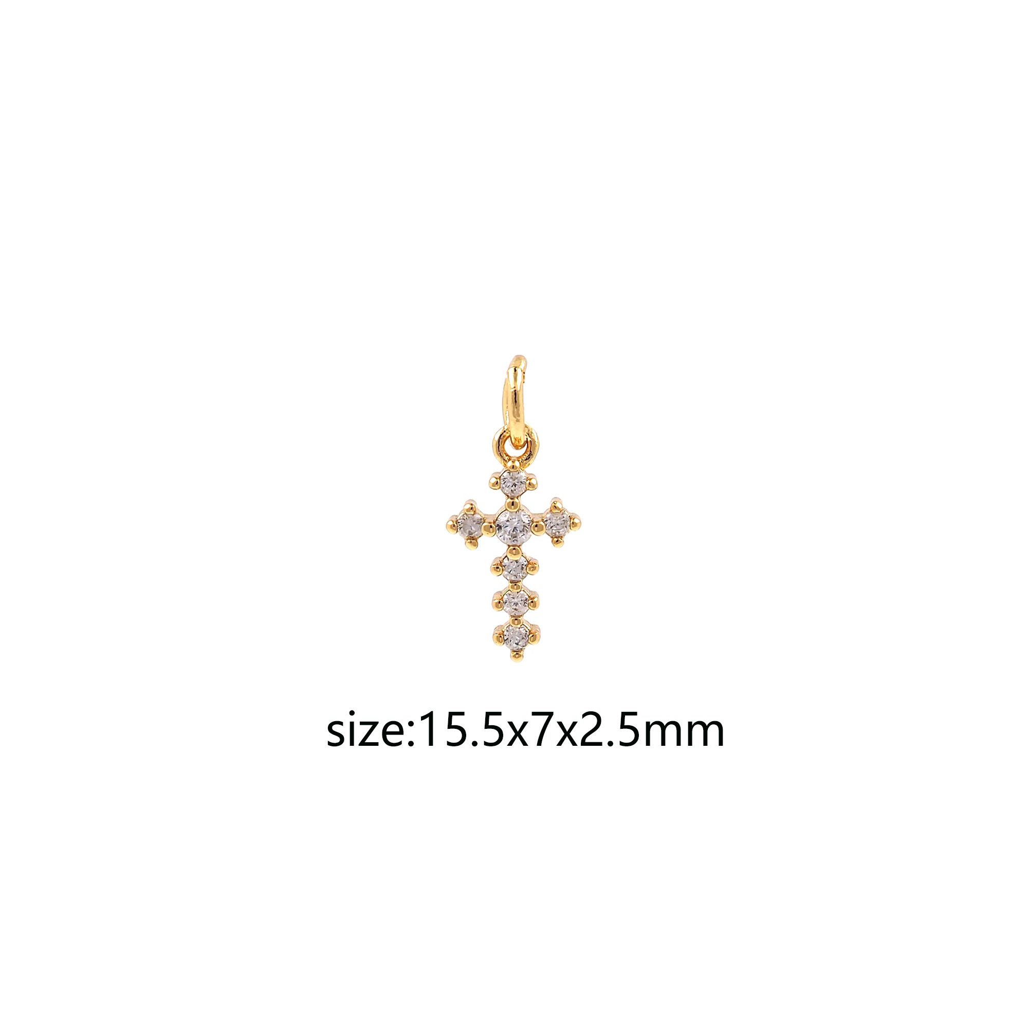 18K Gold Filled Cross Pendant,Religious Charm,CZ Micro Pave Cross Earrings Necklace for DIY Jewelry Making Supply