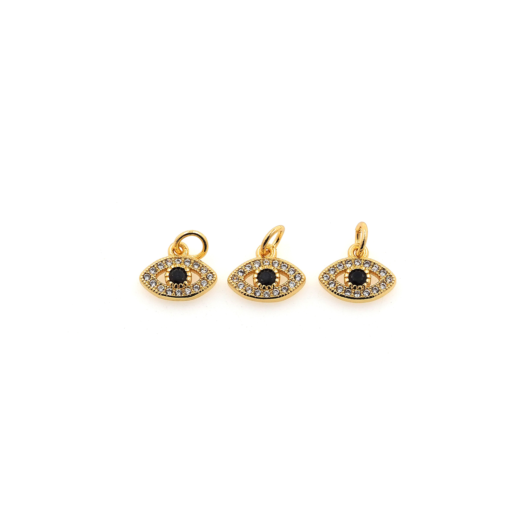 CZ Micro Pave Evil Eye Pendant,18K Gold Filled Evil Eye Charm Earrings Necklace for DIY Jewelry Making Supply