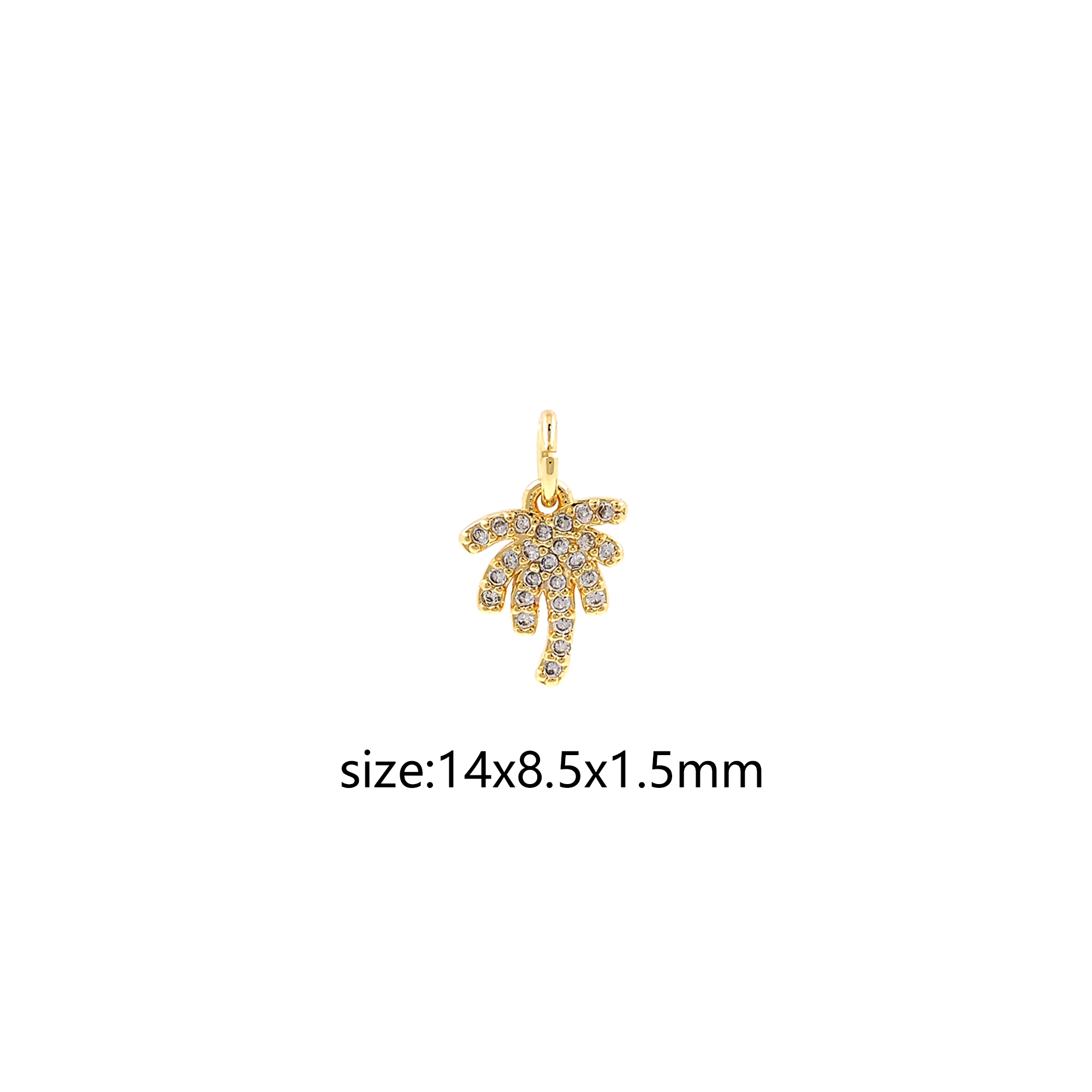 18K Gold Filled Coconut Tree Pendant,CZ Micro Pave Coconut Tree Charm Earrings Necklace for DIY Jewelry Making Supply