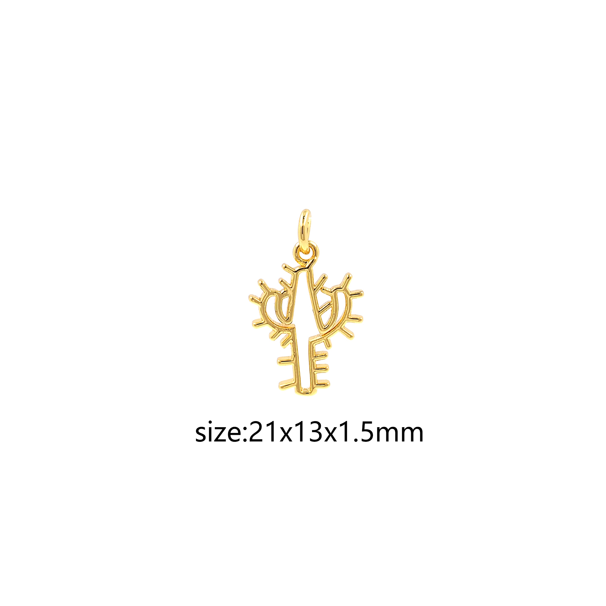 18K Gold Filled Cactus Pendant,Plant Cactus Charm Earrings Necklace for DIY Jewelry Making Supply