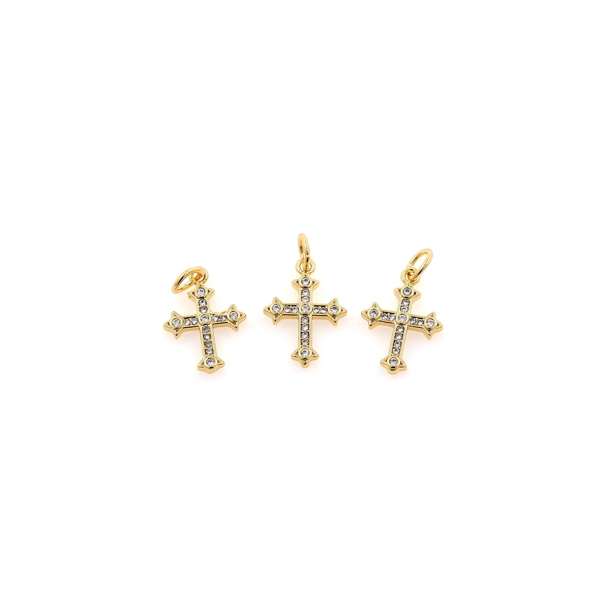 18K Gold Filled Cross Pendant,CZ Micro Pave Cross Charm Earrings Necklace for DIY Jewelry Making Supply