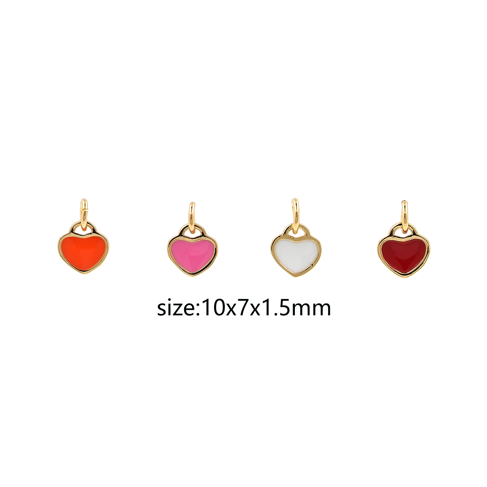 18K Gold Filled Heart Pendant,Enamel Heart Charm Earrings Necklace for DIY Jewelry Making Supply