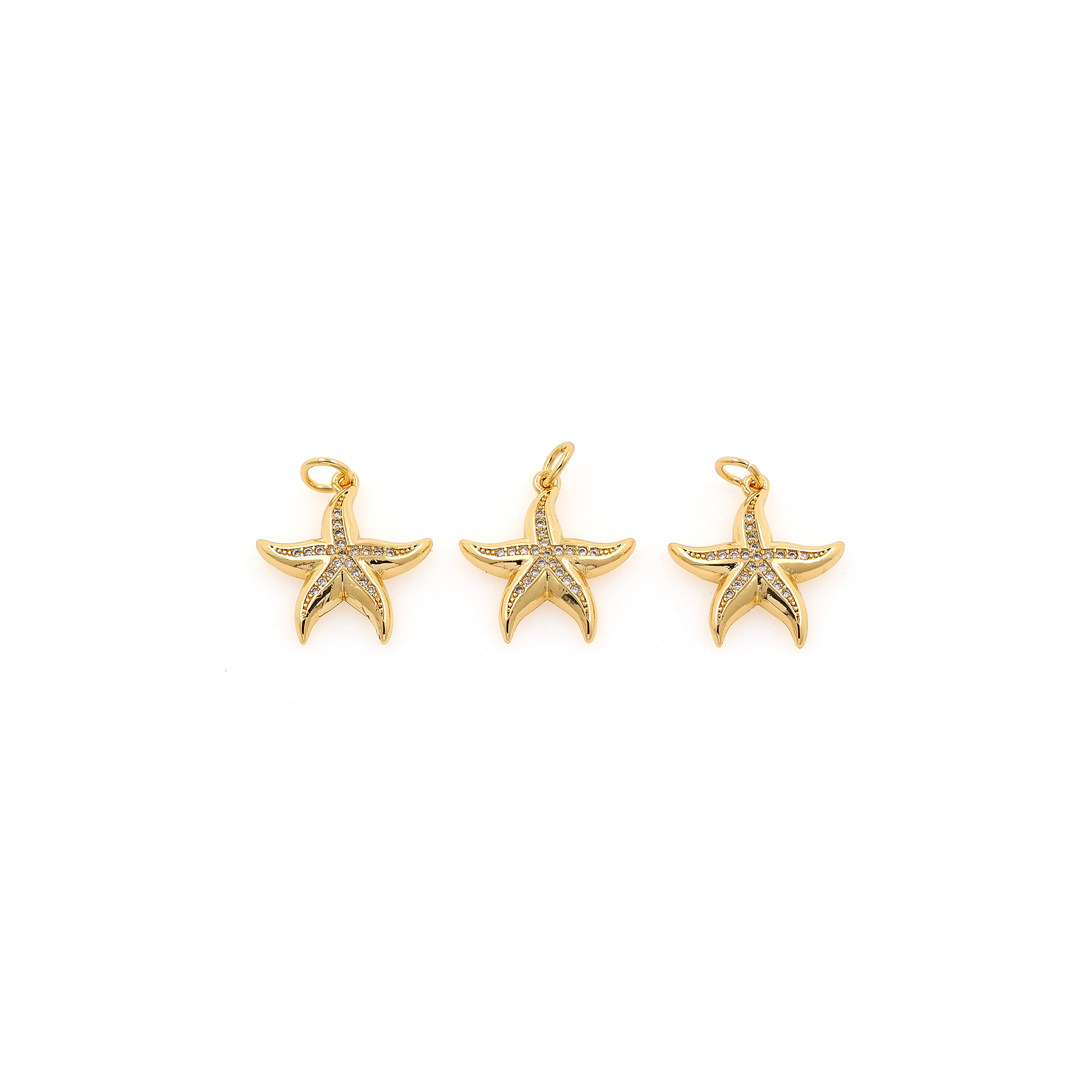CZ Micro Pave Starfish Pendant,18K Gold Filled Starfish Charm Earrings Necklace for DIY Jewelry Making Supply
