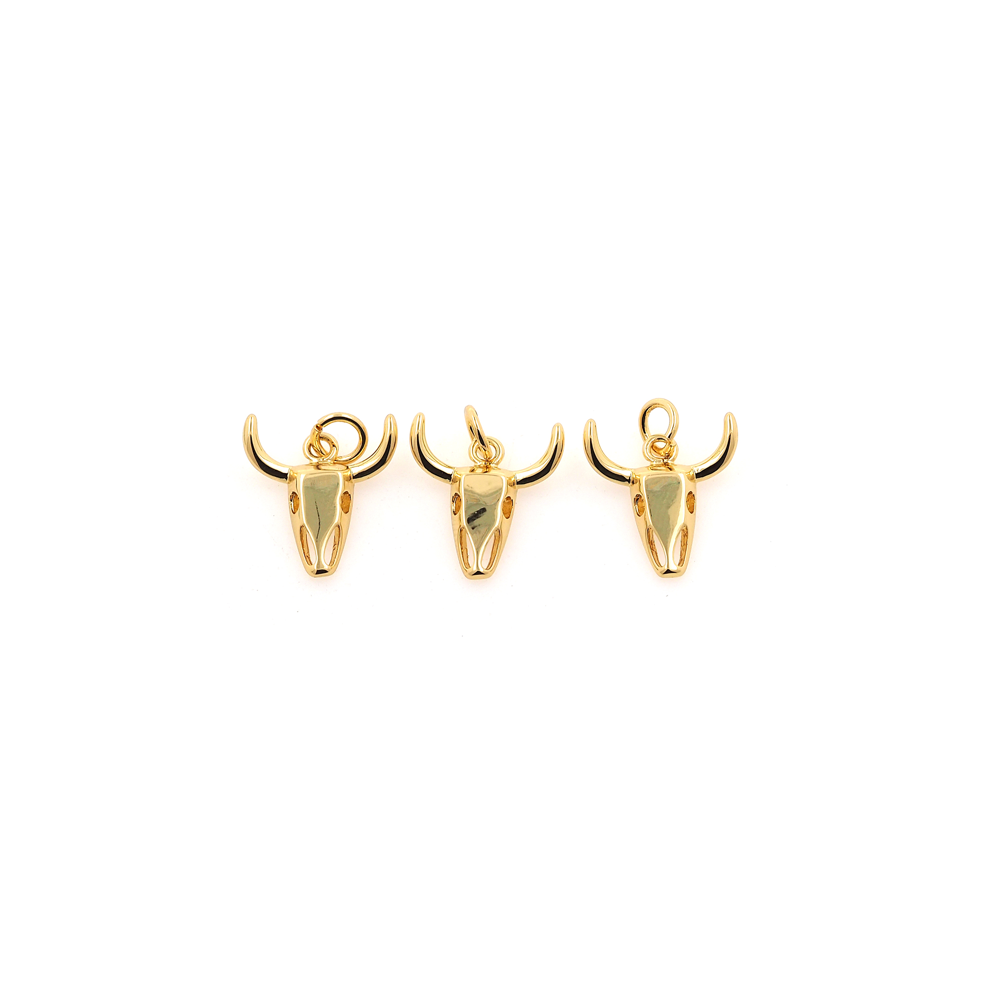 18K Gold Filled Bull Pendant,Animal Charm Earrings Necklace for DIY Jewelry Making Supply
