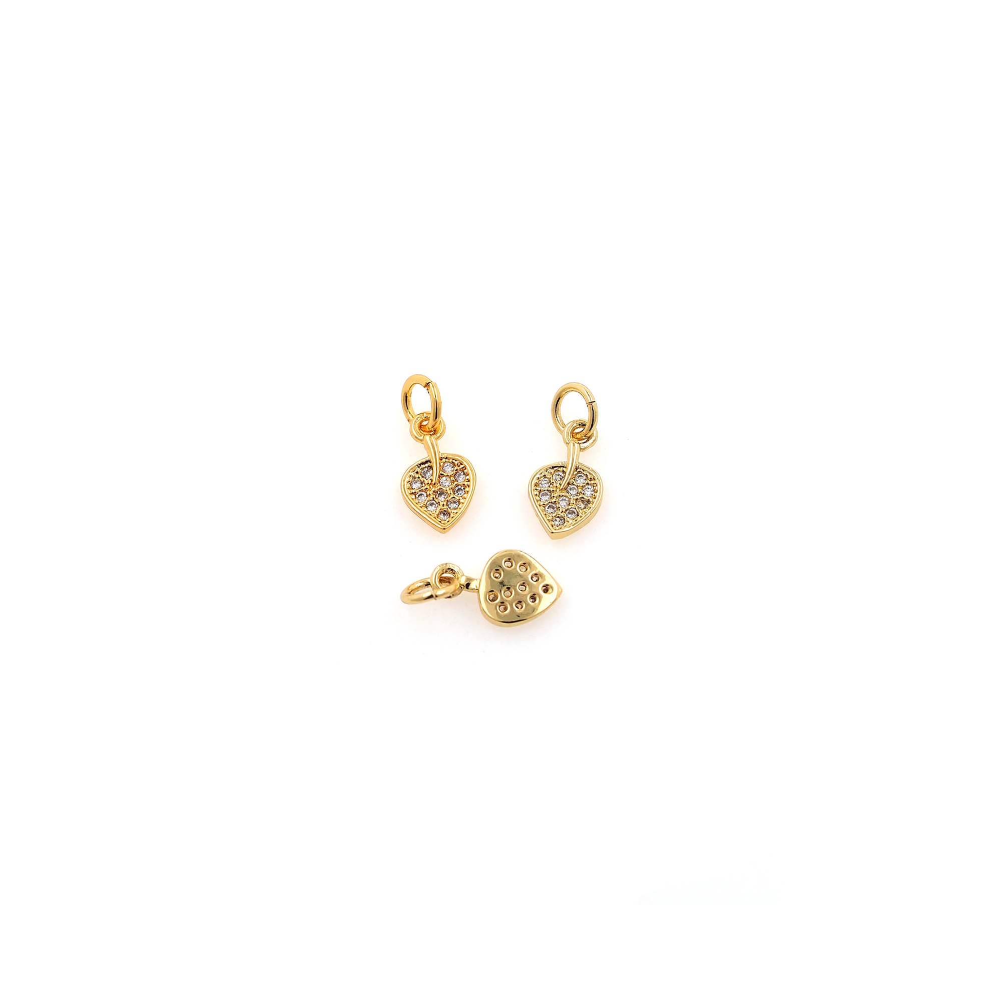 18K Gold Filled Leaf Pendant,CZ Micro Pave Leaf Charm Earrings Necklace for DIY Jewelry Making Supply