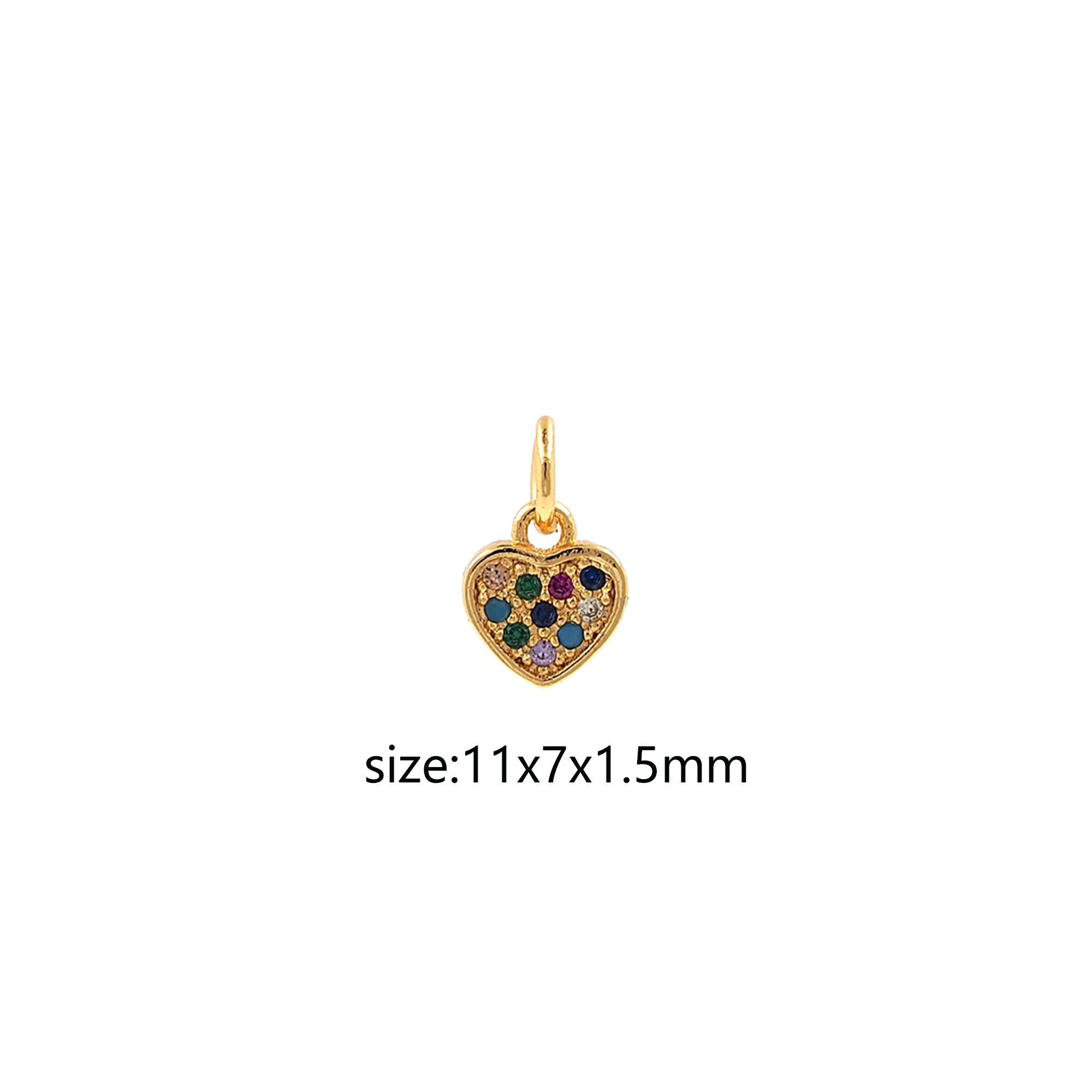 CZ Micro Pave Heart Charm18K Gold Filled Heart Pendant,Tiny Heart Earrings Necklace for DIY Jewelry Making Supply