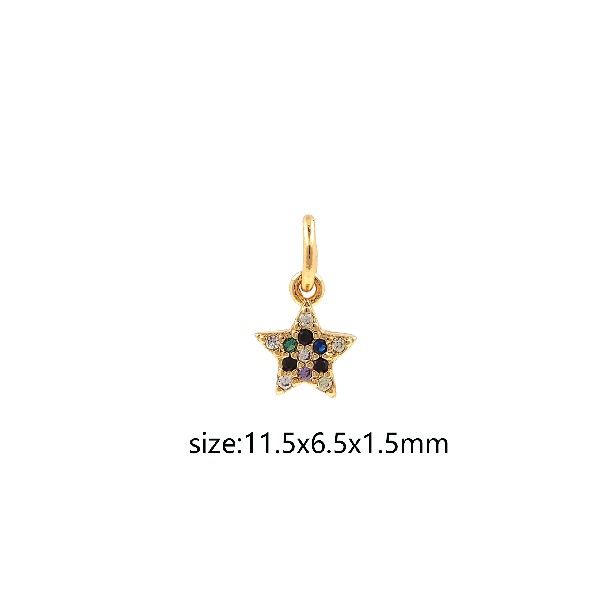 18K Gold Filled Star Pendant,Celestial Charm,CZ Micro Pave Tiny Star Earrings Necklace for DIY Jewelry Making Supply