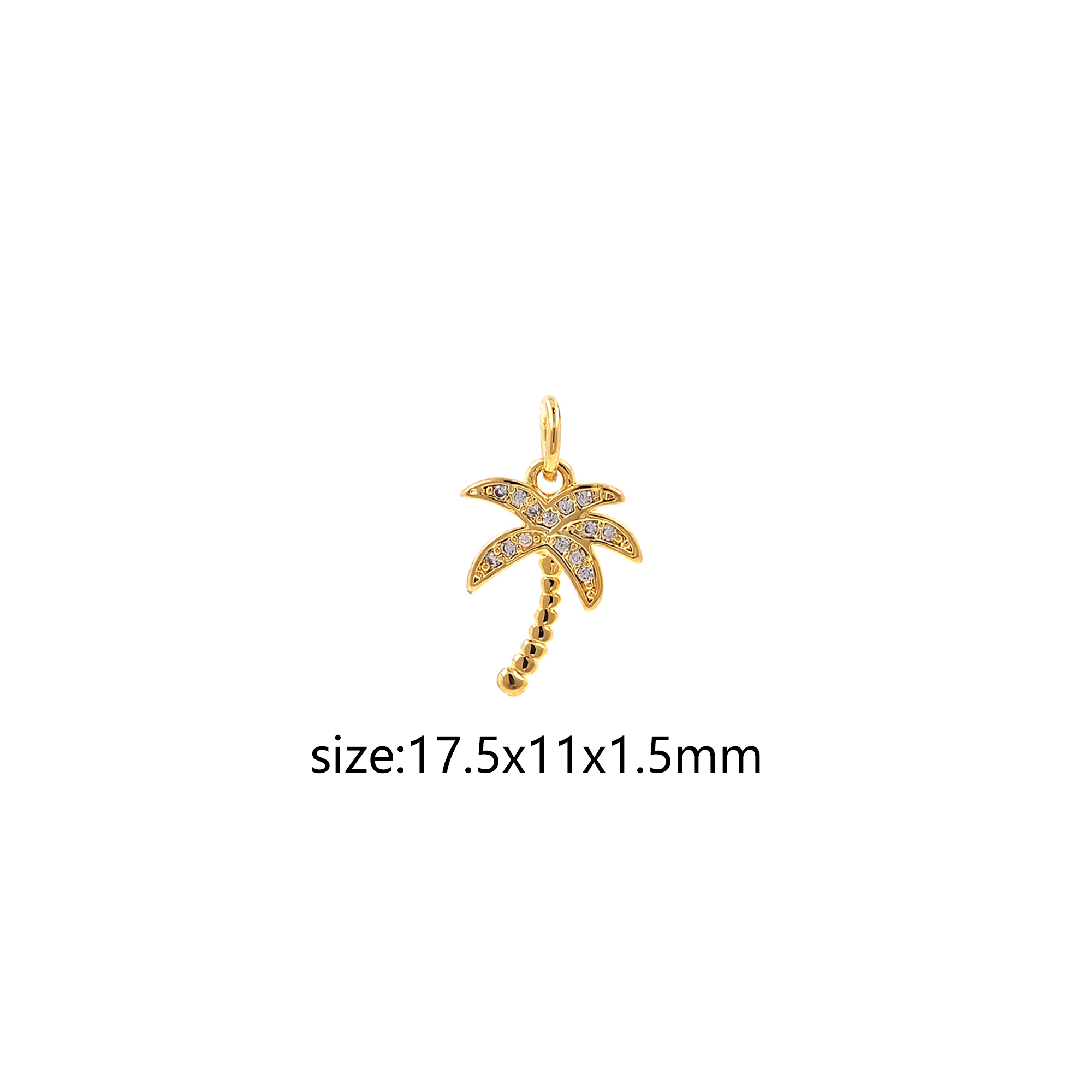 18K Gold Filled Palm Tree Pendant,CZ Micro Pave Coconut Tree Charm Earrings Necklace for DIY Jewelry Making Supply