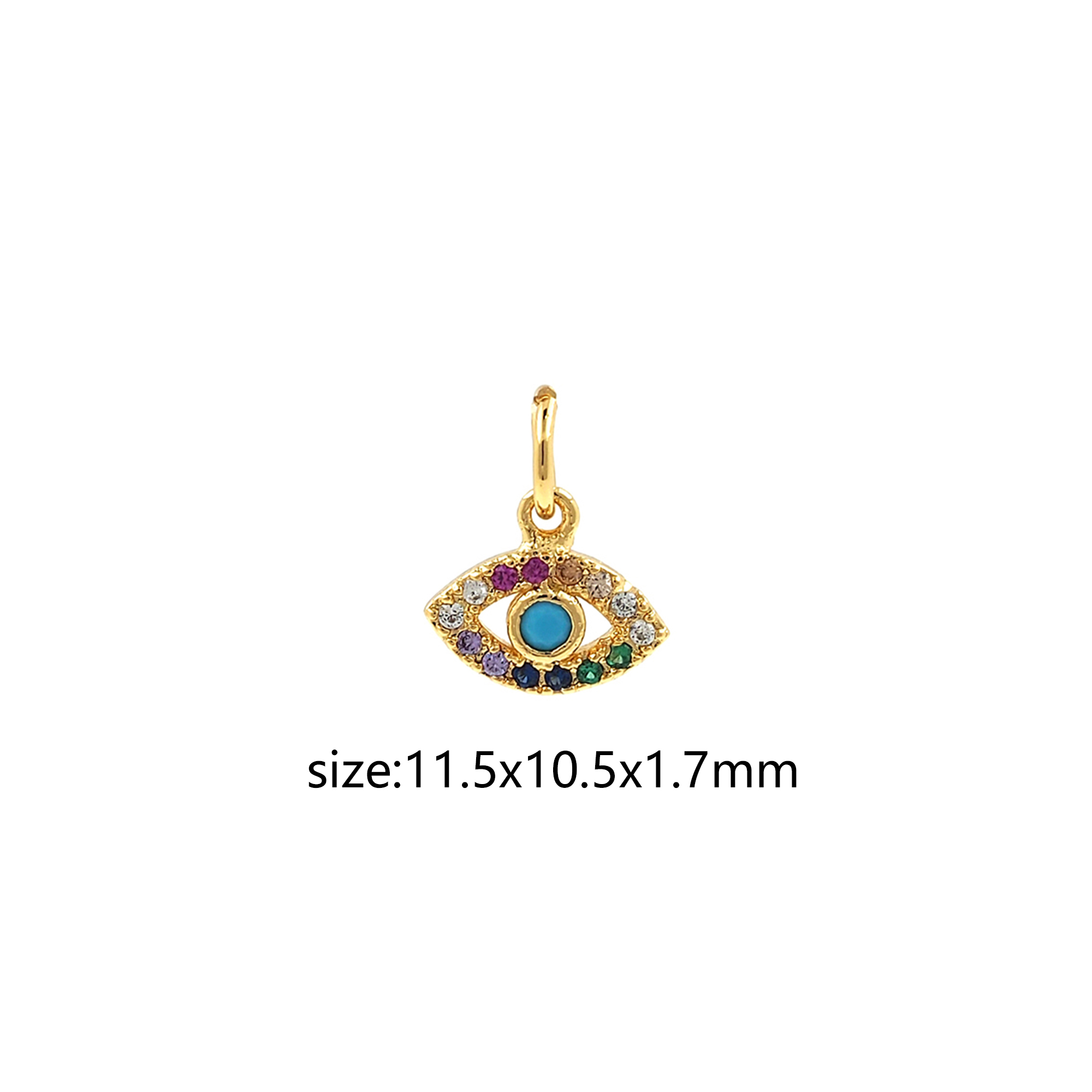CZ Micro Pave Evil Eye Pendant,18K Gold Filled Evil Eye Charm Earrings Necklace for DIY Jewelry Making Supply