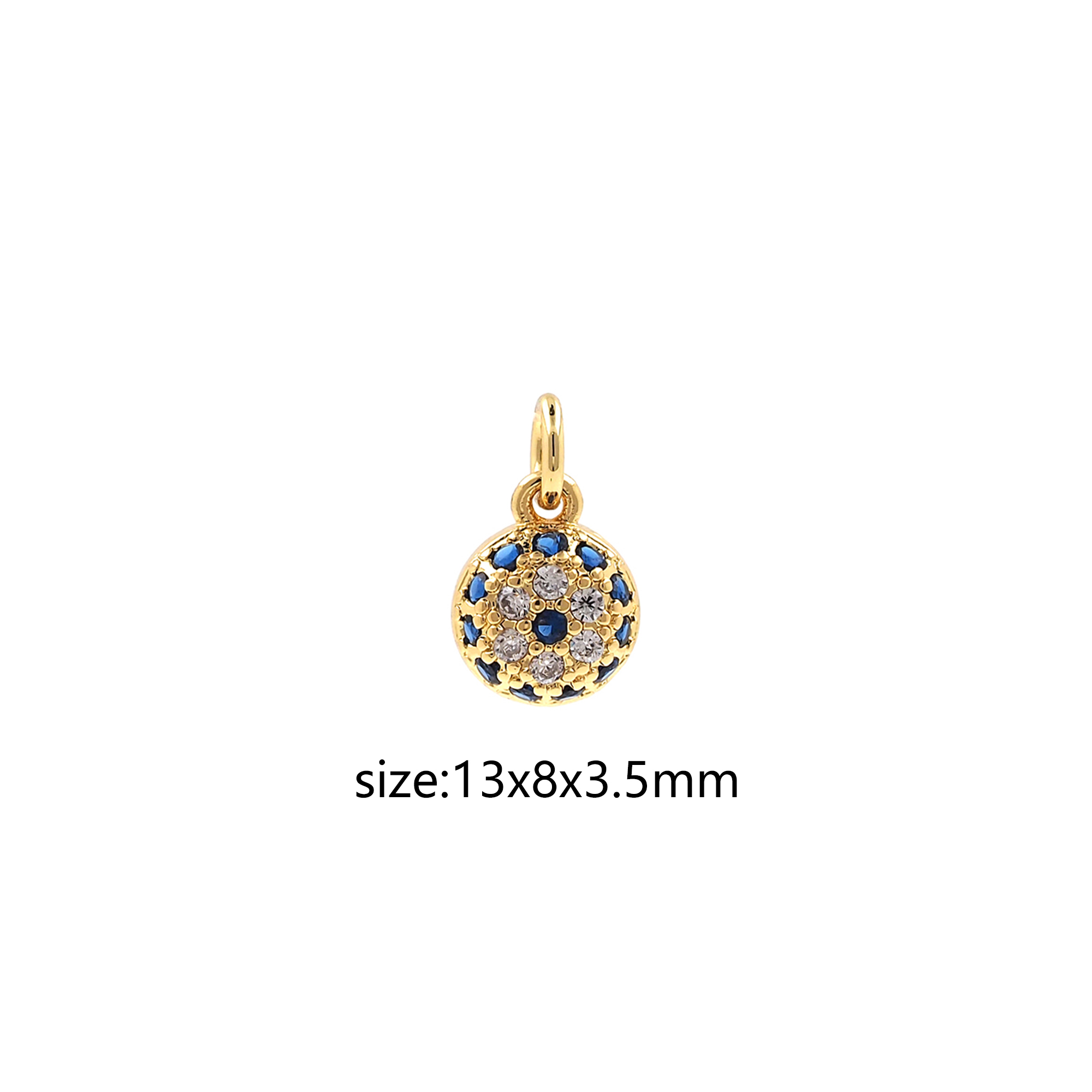 18K Gold Filled Evil Eye Pendant,CZ Micro Pave Amulet Charm Earrings Necklace for DIY Jewelry Making Supply