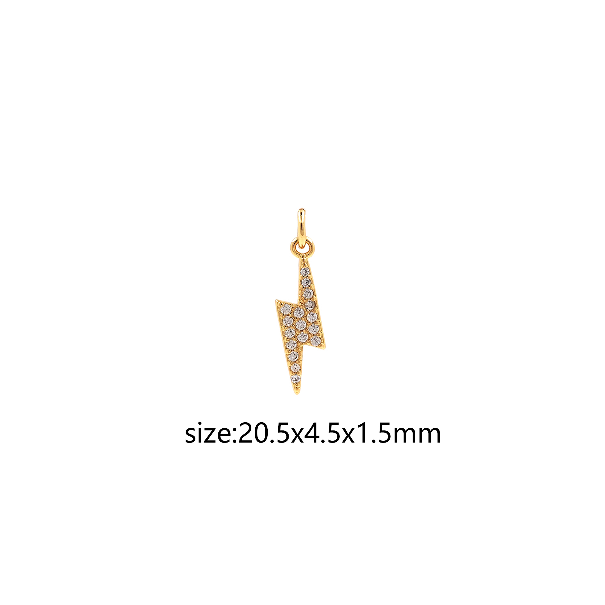 18K Gold Filled Lightning Pendant,CZ Micro Pave Lightning Charm Earrings Necklace for DIY Jewelry Making Supply