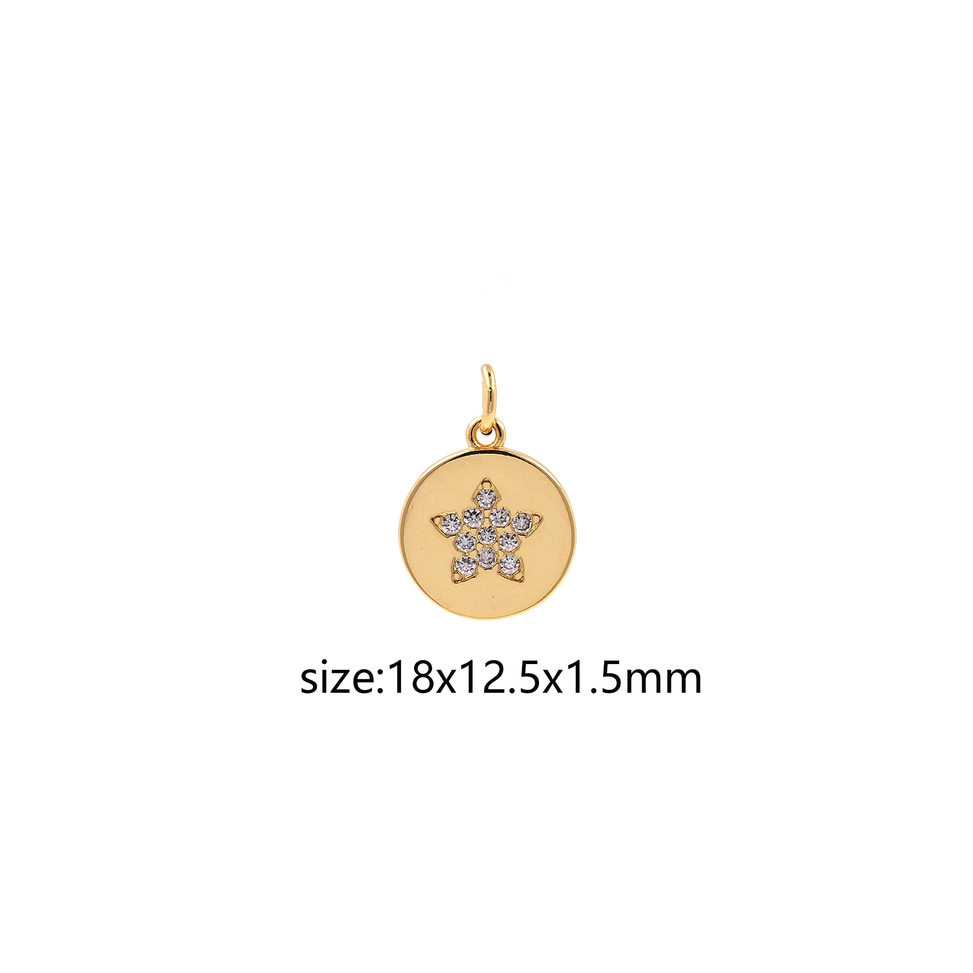 CZ Micro Pave Star Charm18K Gold Filled Celestial Pendant,Round Star Earrings Necklace for DIY Jewelry Making Supply