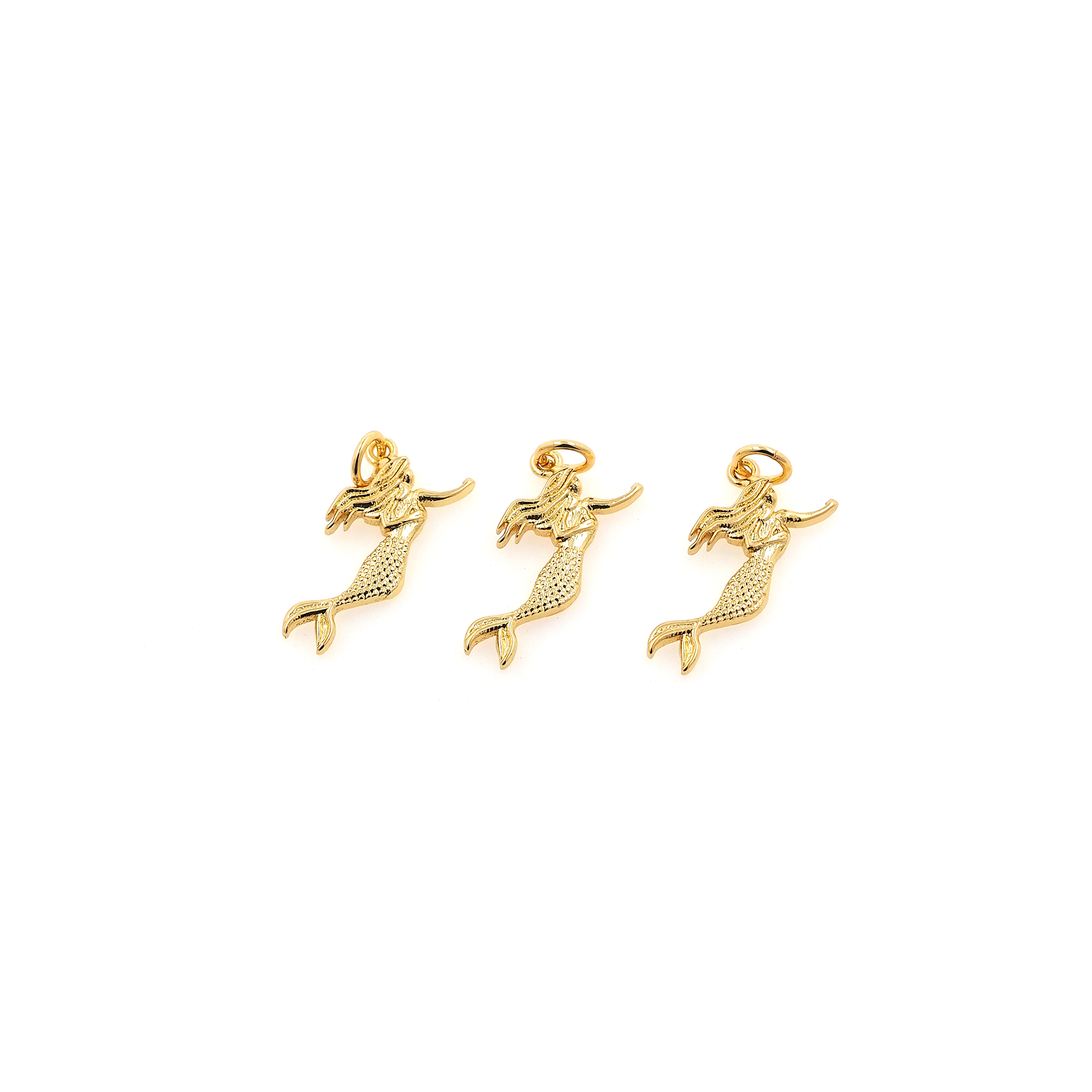 18K Gold Filled Mermaid Pendant,Dainty Mermaid Charm Earrings Necklace for DIY Jewelry Making Supply