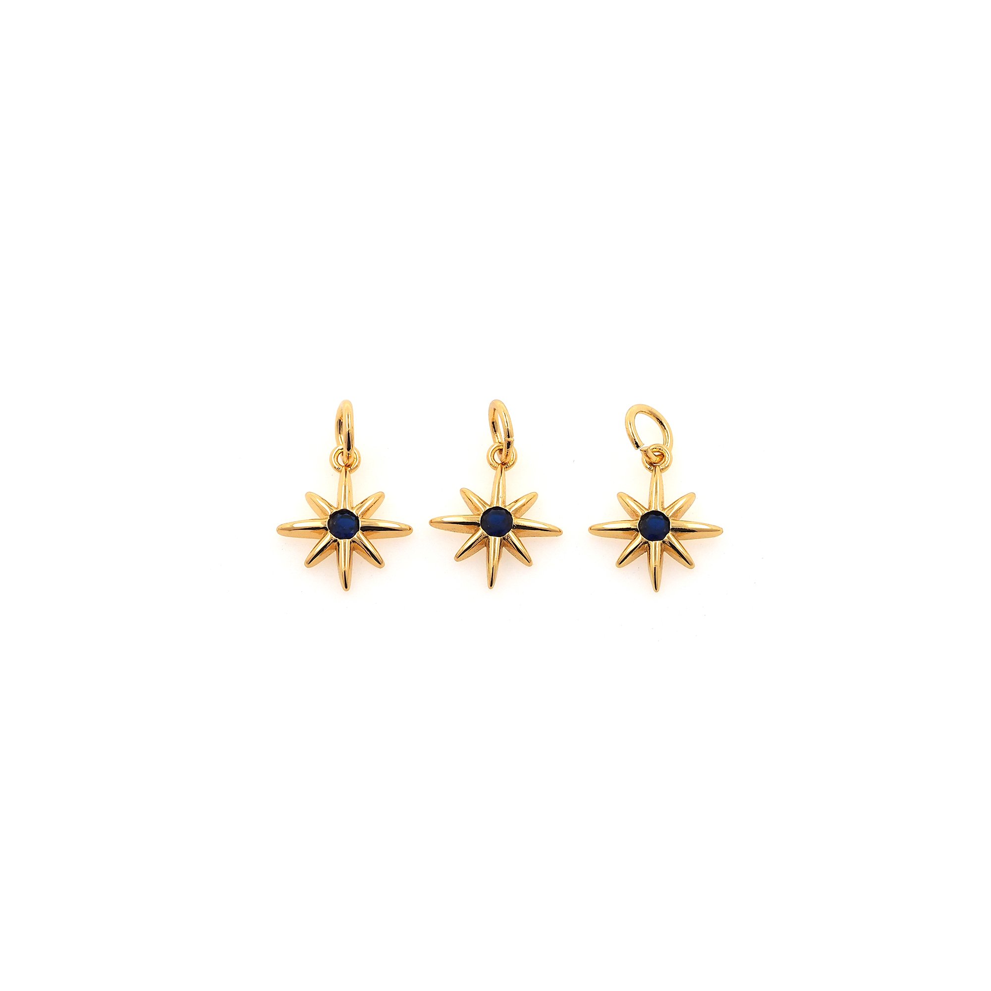 18K Gold Filled North Star Pendant,CZ Micro Pave Celestial Charm Earrings Necklace for DIY Jewelry Making Supply