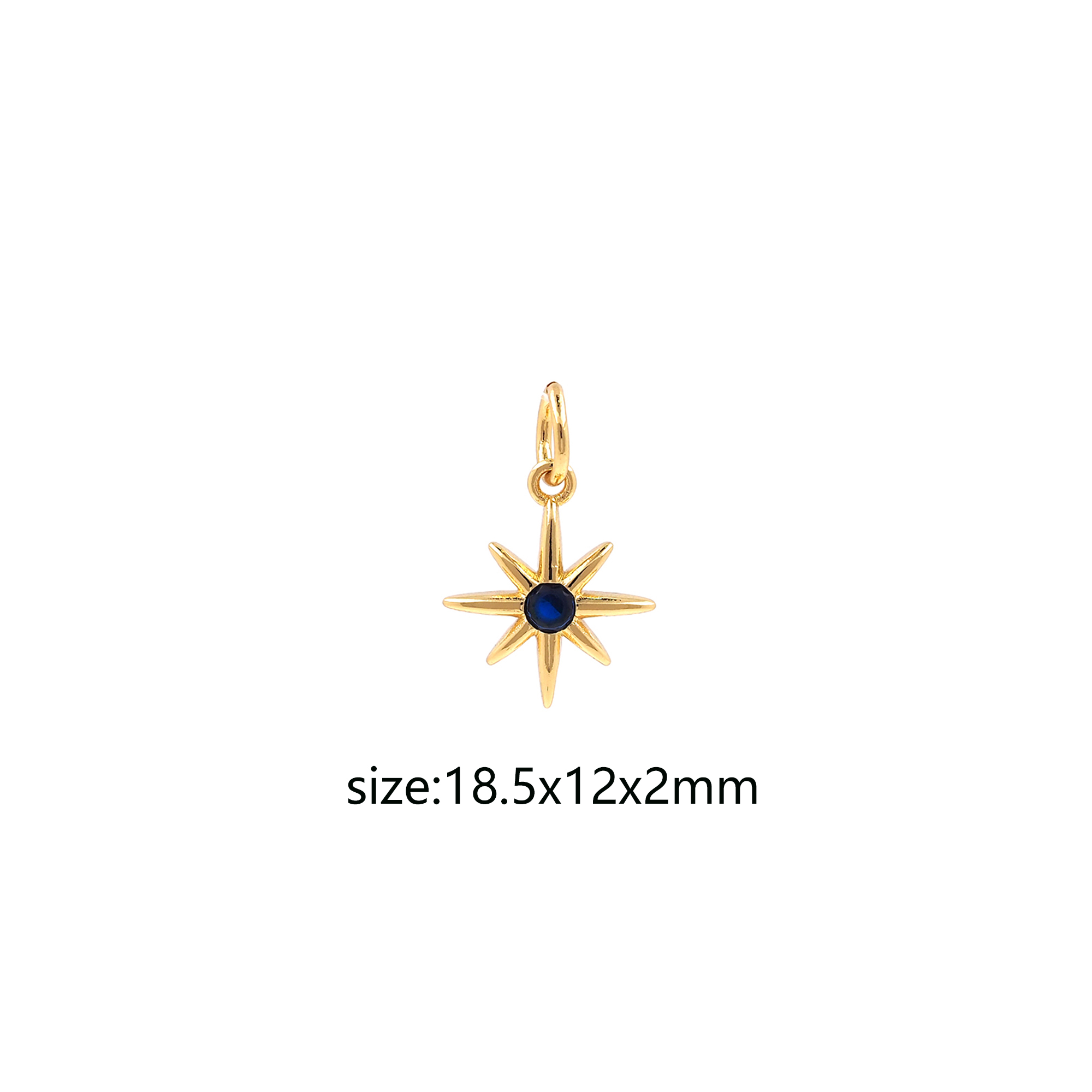 18K Gold Filled North Star Pendant,CZ Micro Pave Celestial Charm Earrings Necklace for DIY Jewelry Making Supply
