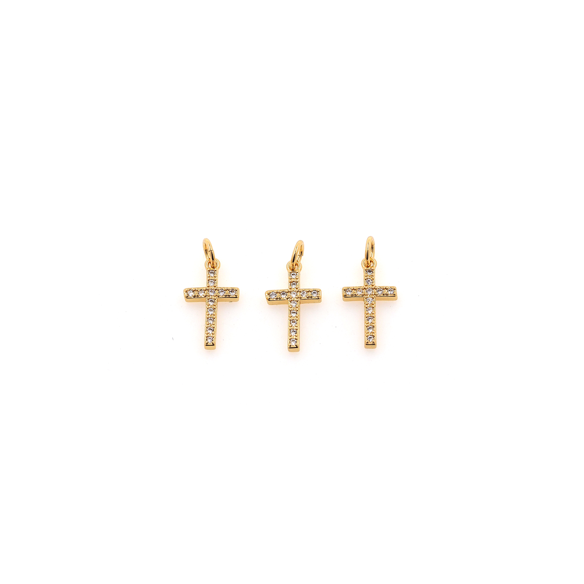 CZ Micro Pave Cross Pendant,18K Gold Filled Cross Charm Earrings Necklace for DIY Jewelry Making Supply