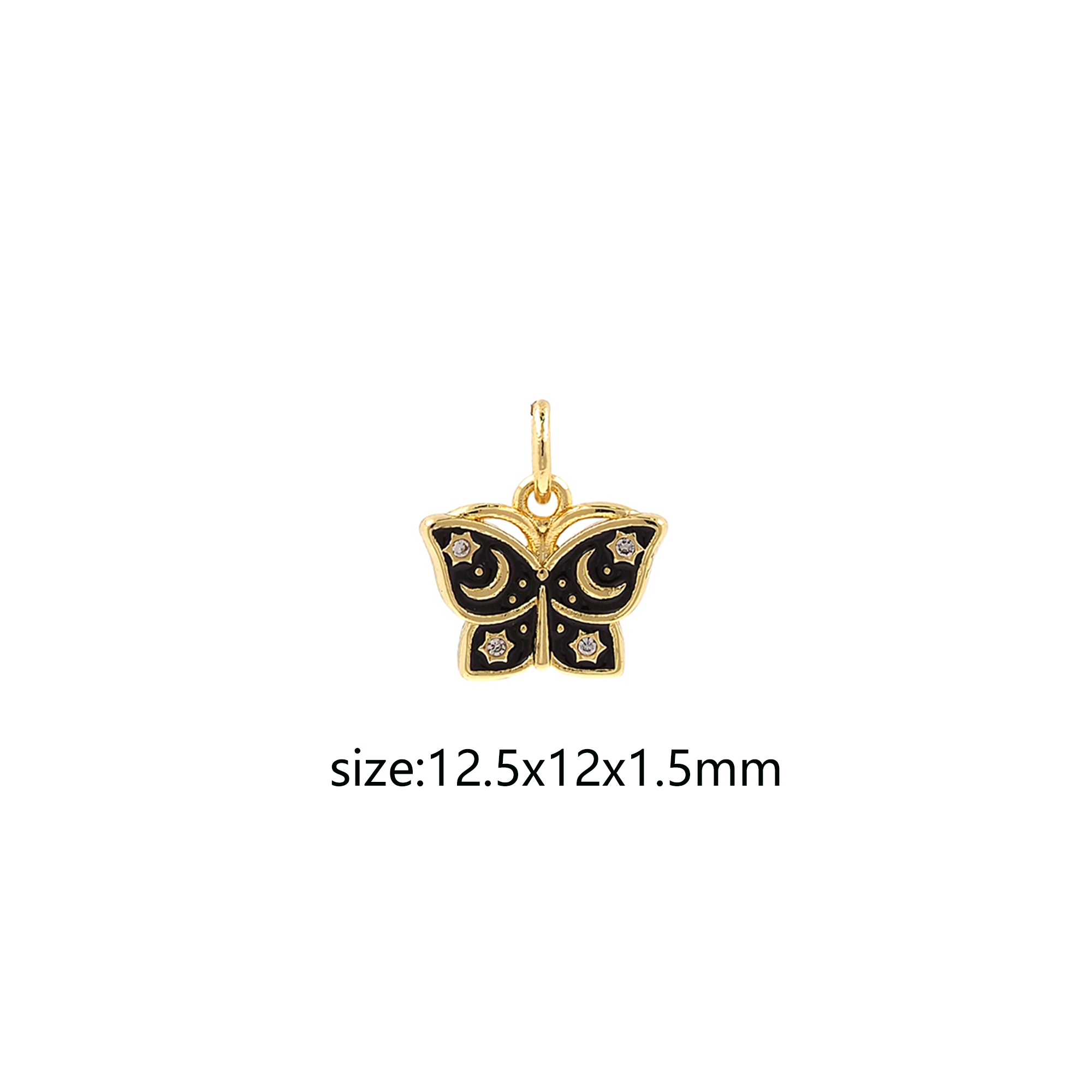 18K Gold Filled Butterfly Pendant,Enamel Butterfly Charm Earrings Necklace for DIY Jewelry Making Supply