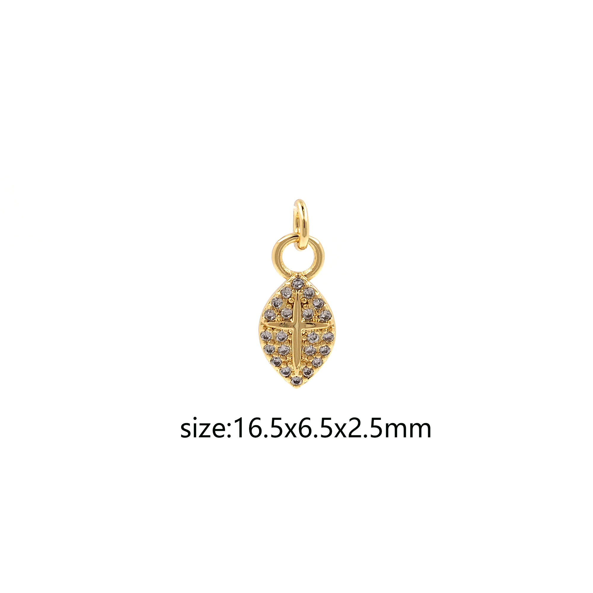 18K Gold Filled Leaf Pendant,CZ Micro Pave Leaf Charm Earrings Necklace for DIY Jewelry Making Supply
