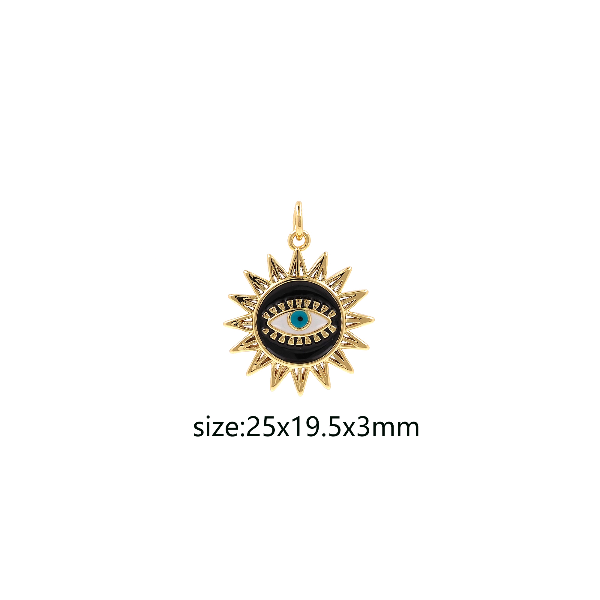 Enamel Sun Eye Pendant,18K Gold Filled Evil Eye Charm Earrings Necklace for DIY Jewelry Making Supply
