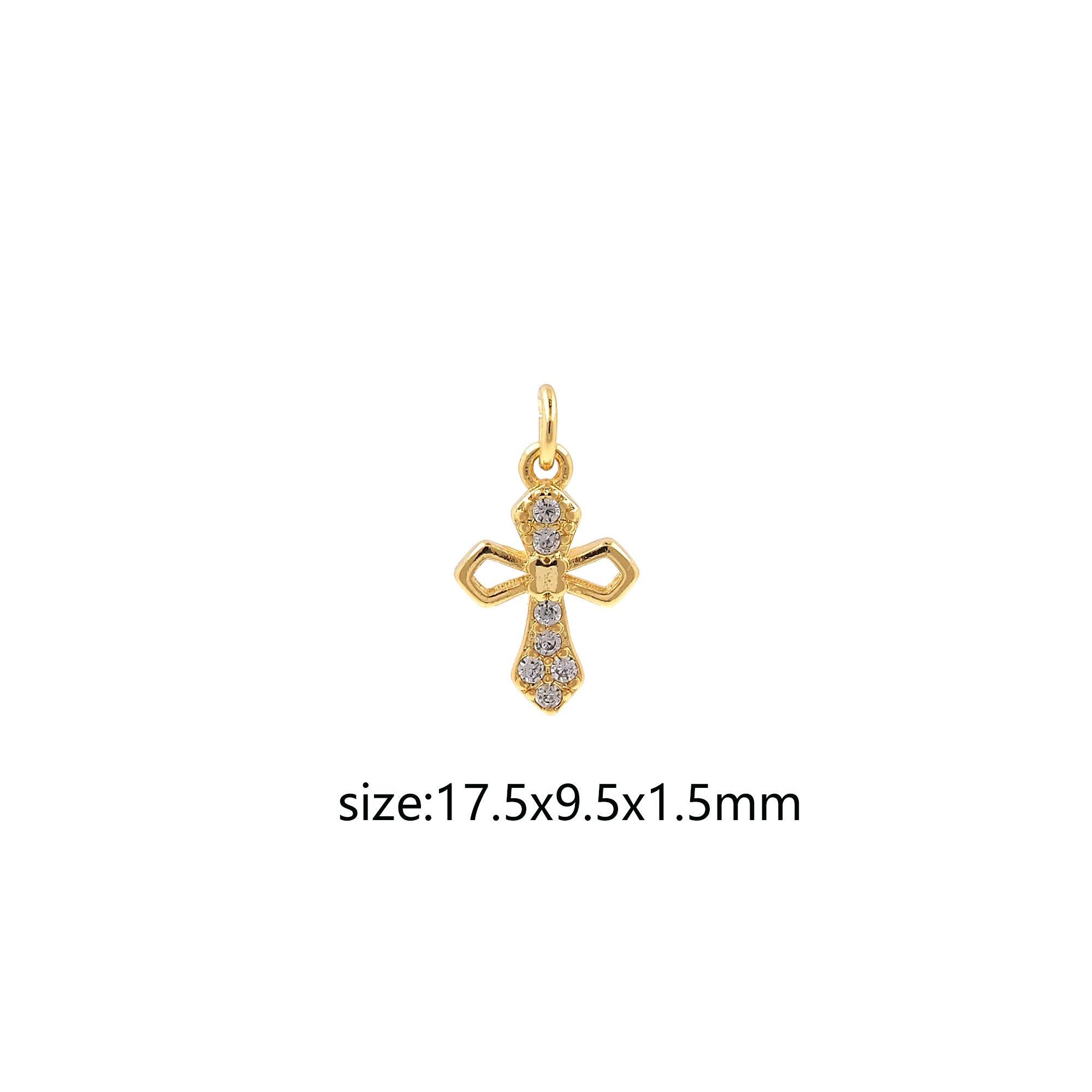 CZ Micro Pave Cross Pendant,18K Gold Filled Cross Charm Earrings Necklace for DIY Jewelry Making Supply