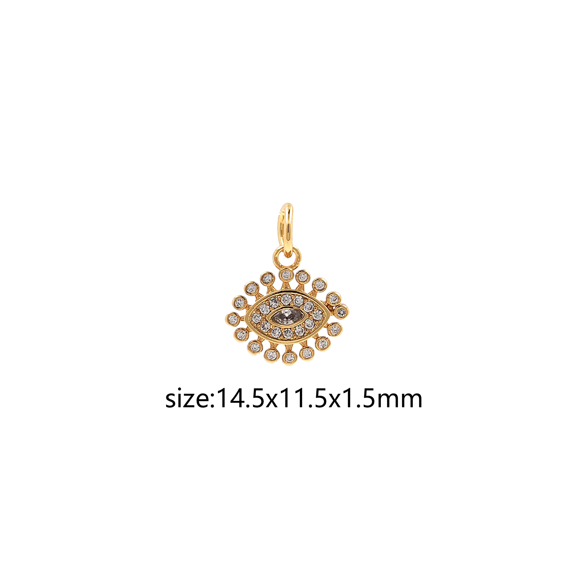CZ Micro Pave Evil Eye Pendant,18K Gold Filled Tiny Evil Eye Charm Earrings Necklace for DIY Jewelry Making Supply