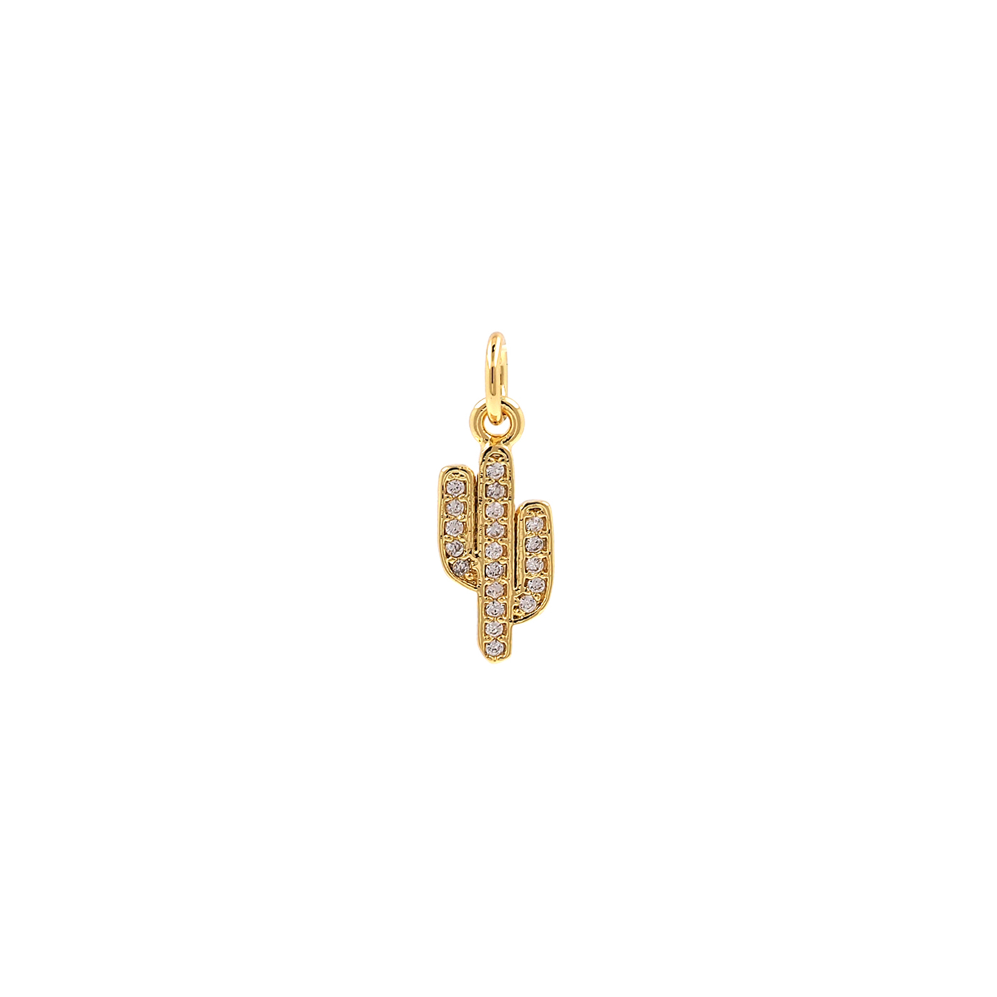 18K Gold Filled Cactus Pendant,CZ Micro Pave Cactus Charm Earrings Necklace for DIY Jewelry Making Supply