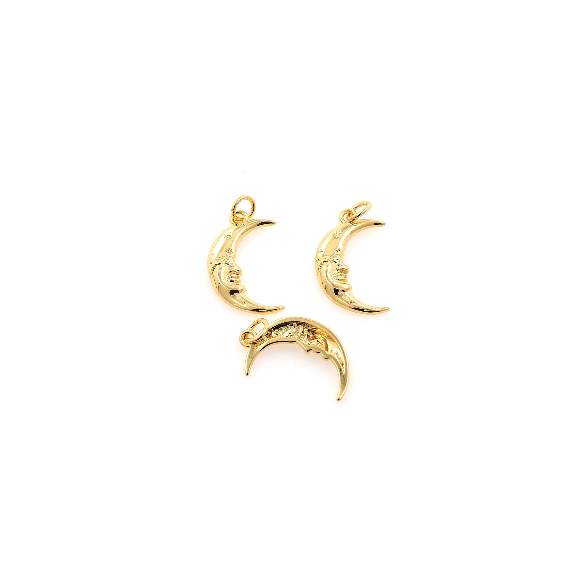 18K Gold Filled Moon Pendant,Celestial Charm,Moon Face Earrings Necklace for DIY Jewelry Making Supply