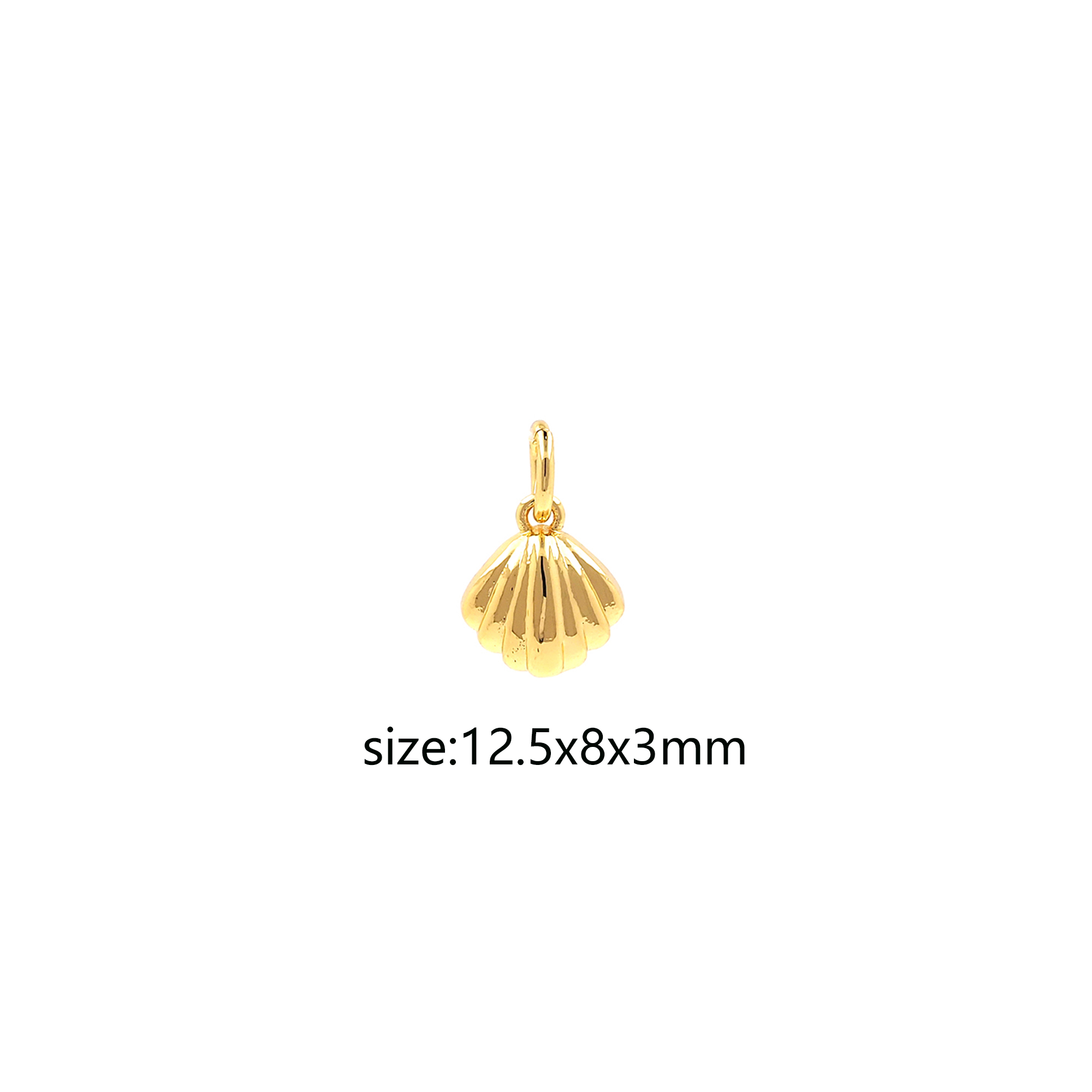 18K Gold Filled Shell Pendant,Tiny Scallop Charm Earrings Necklace for DIY Jewelry Making Supply