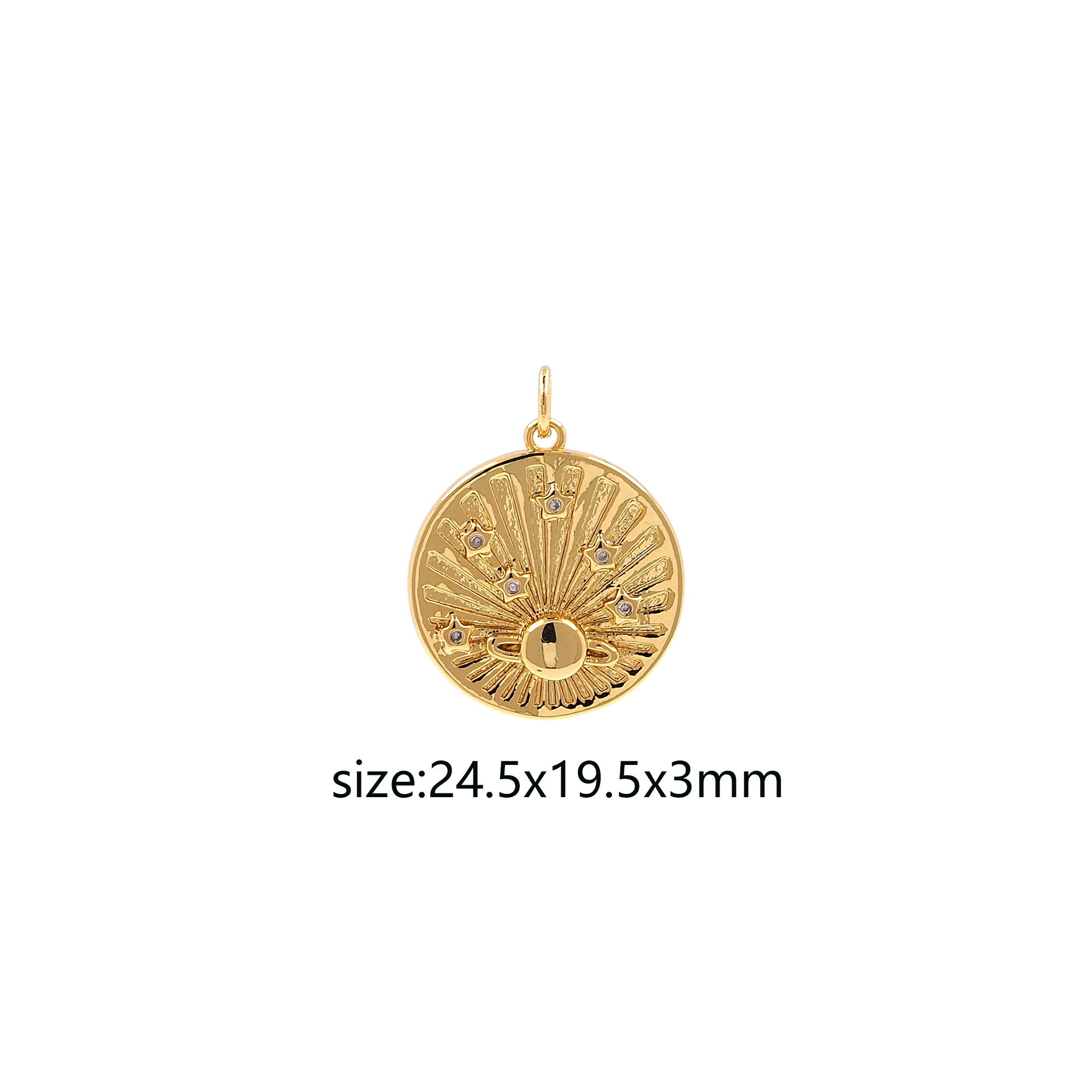 18K Gold Filled Planet Pendant,CZ Micro Pave Saturn Charm Earrings Necklace for DIY Jewelry Making Supply